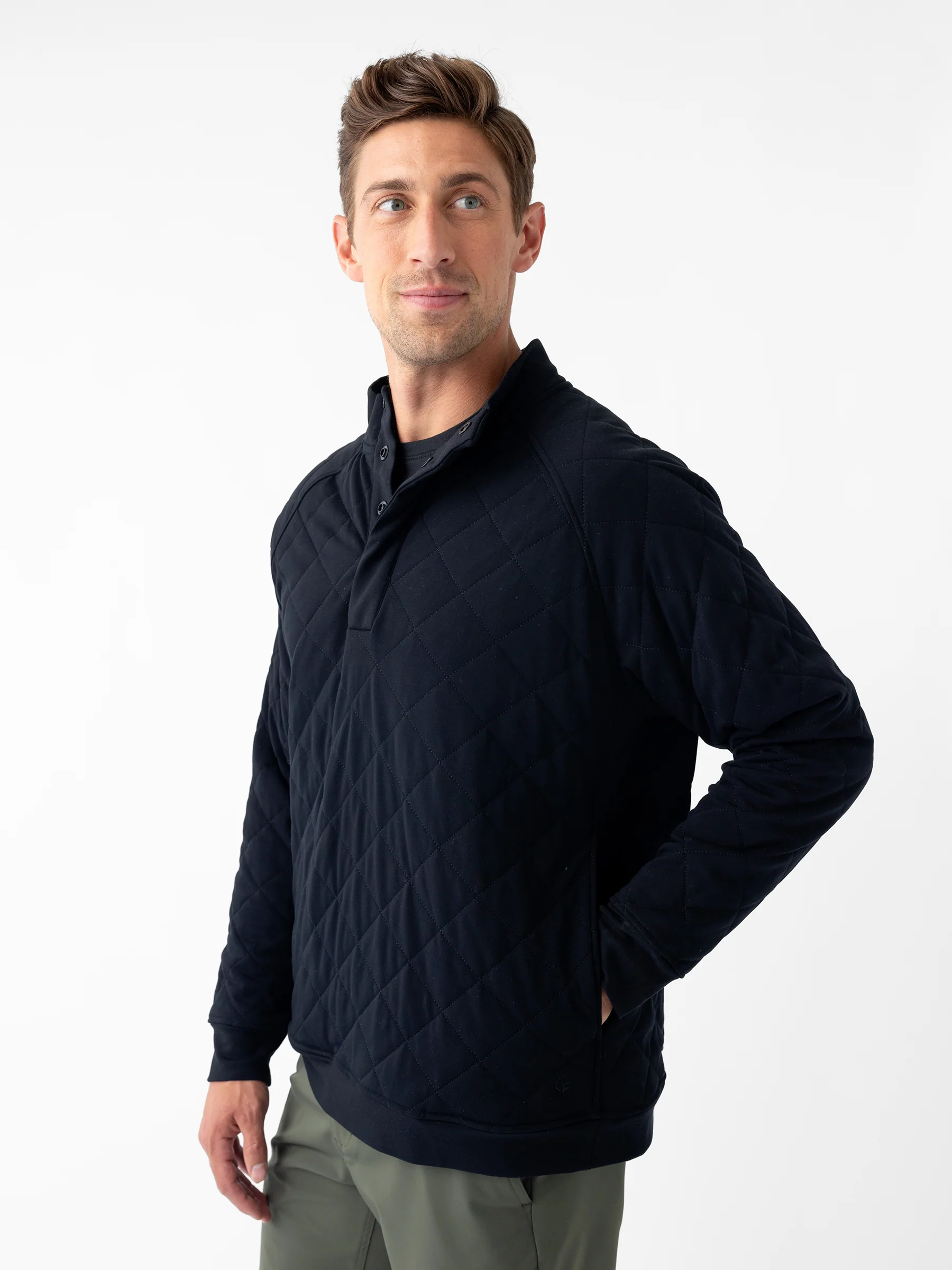 Men's Brushed Bamboo Quilted Snap Pullover - Last Chance - Image 13