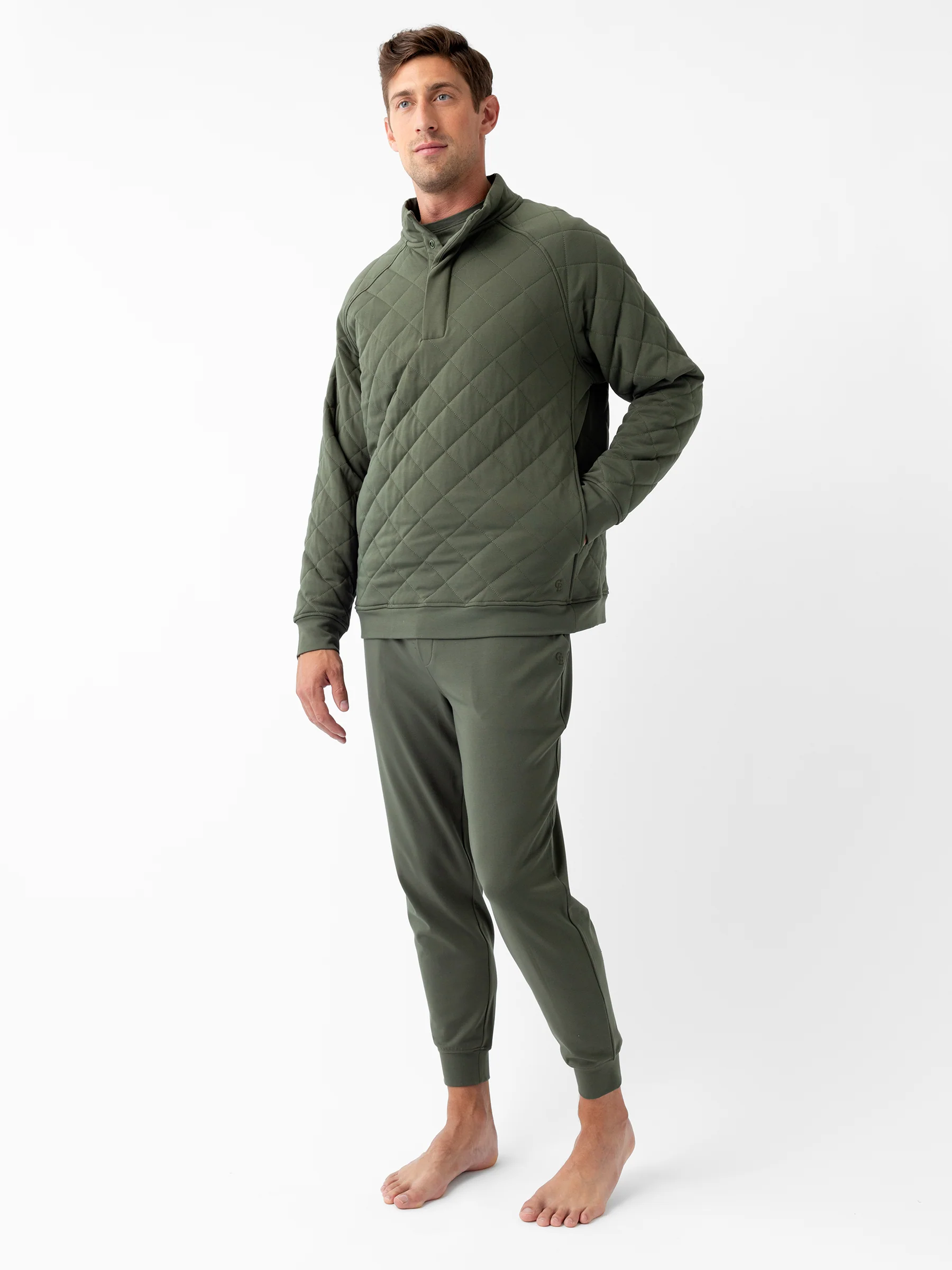Men's Brushed Bamboo Quilted Snap Pullover - Last Chance - Image 19