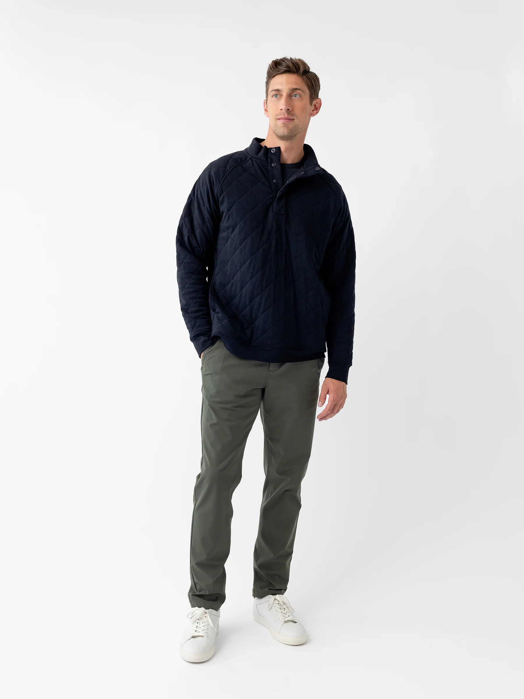 Men's Brushed Bamboo Quilted Snap Pullover - Last Chance - Image 4