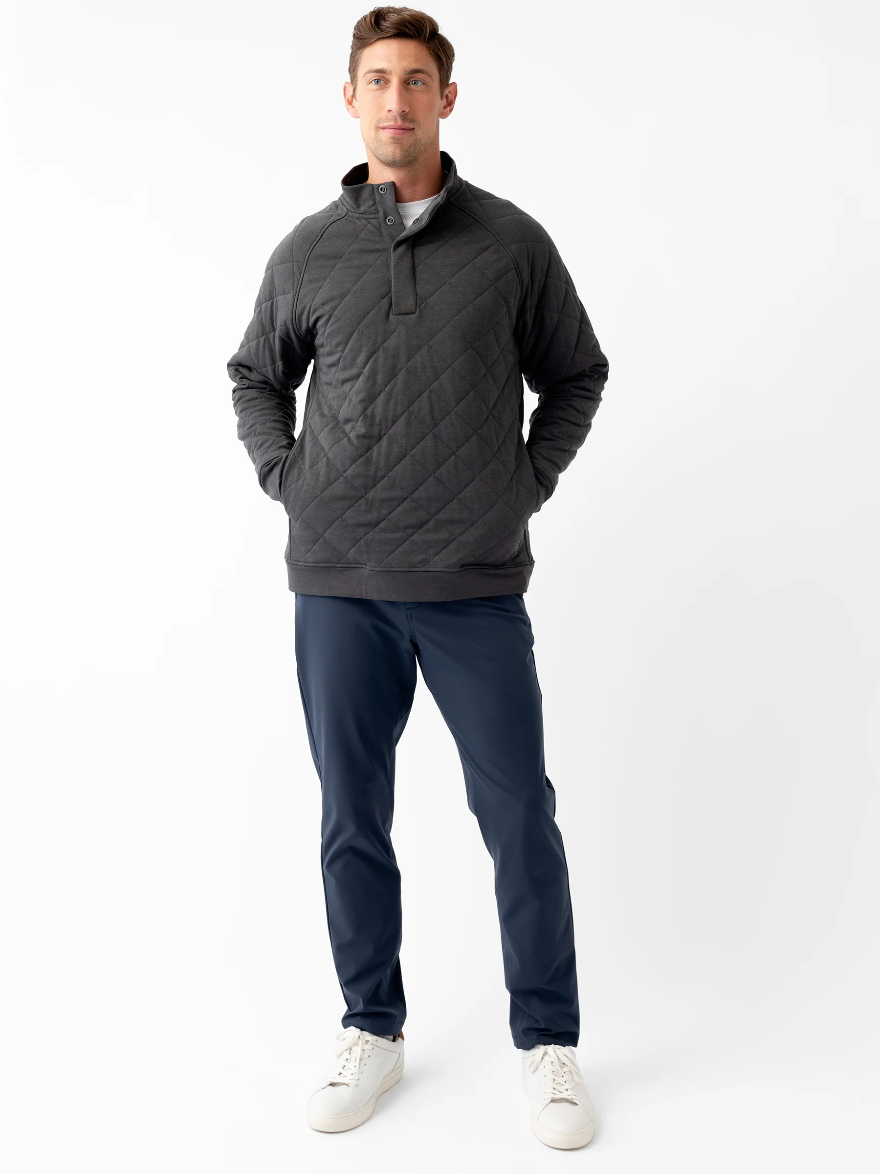 Men's Brushed Bamboo Quilted Snap Pullover - Last Chance - Image 7