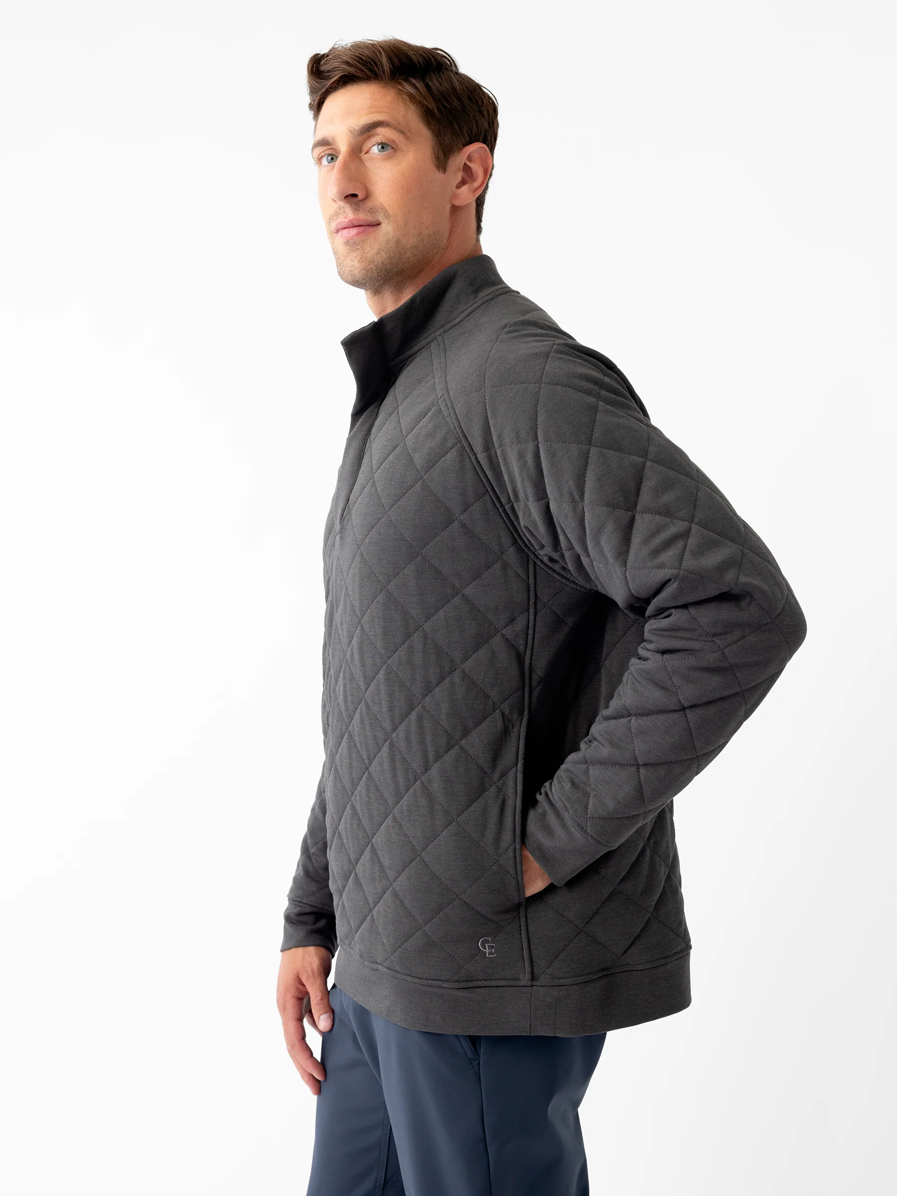 Men's Brushed Bamboo Quilted Snap Pullover - Last Chance - Image 8