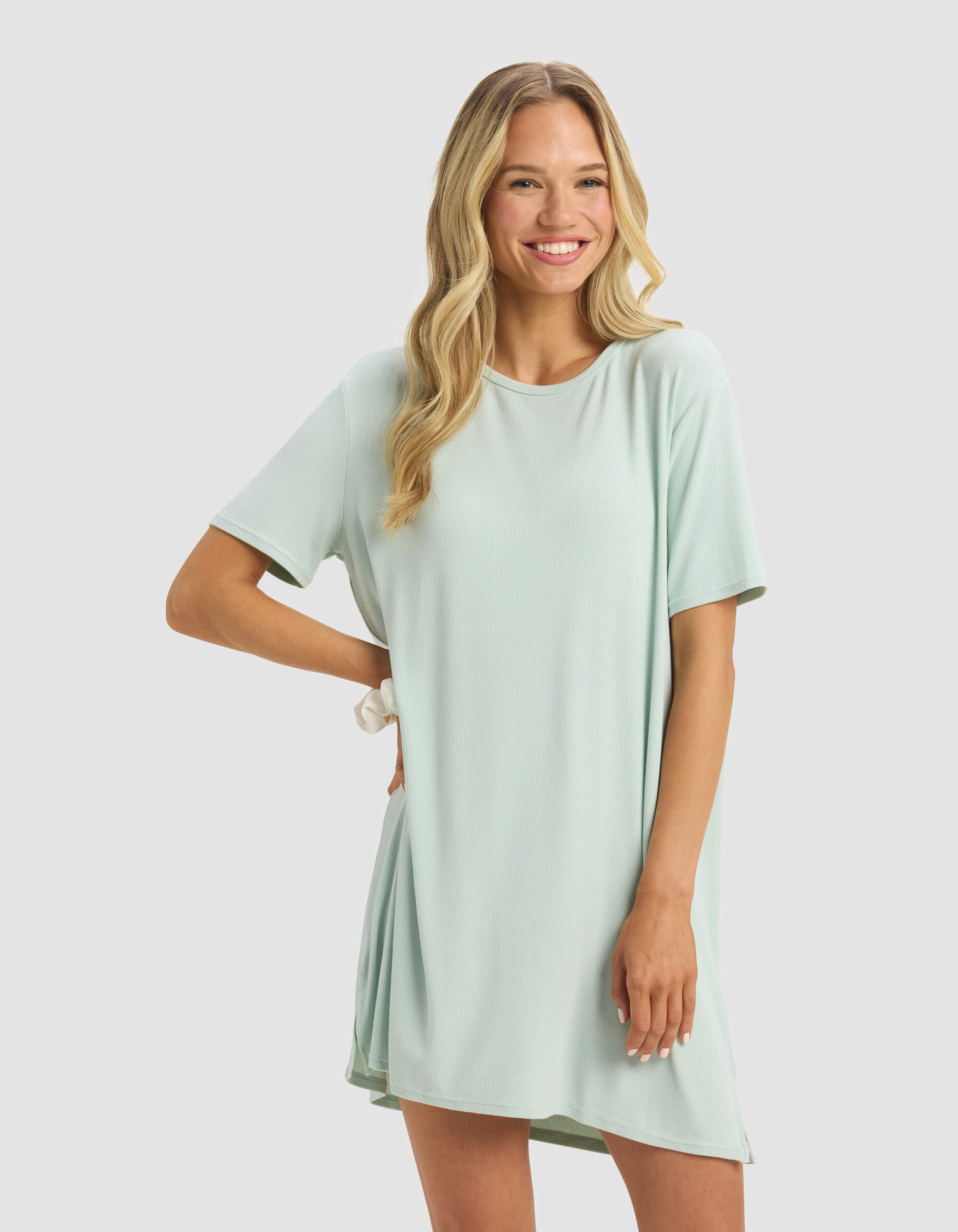 Women's Bamboo Rib-Knit Boyfriend Sleep Dress - Image 3