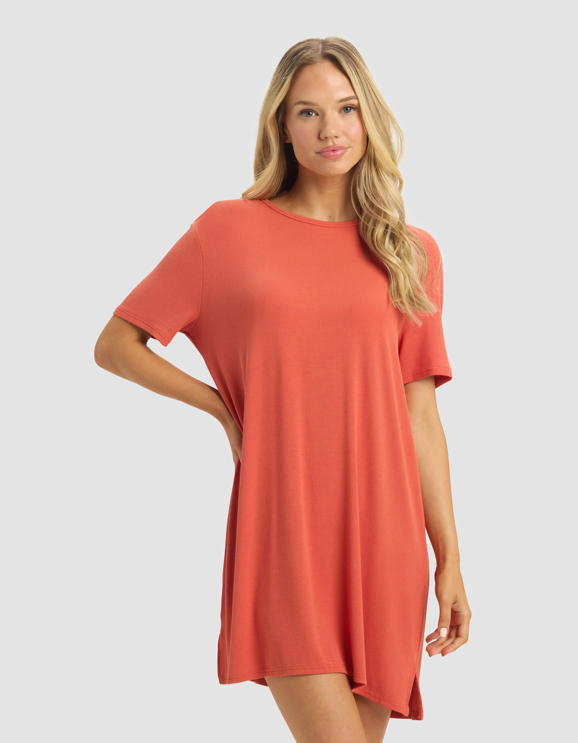 Women's Bamboo Rib-Knit Boyfriend Sleep Dress - Image 5