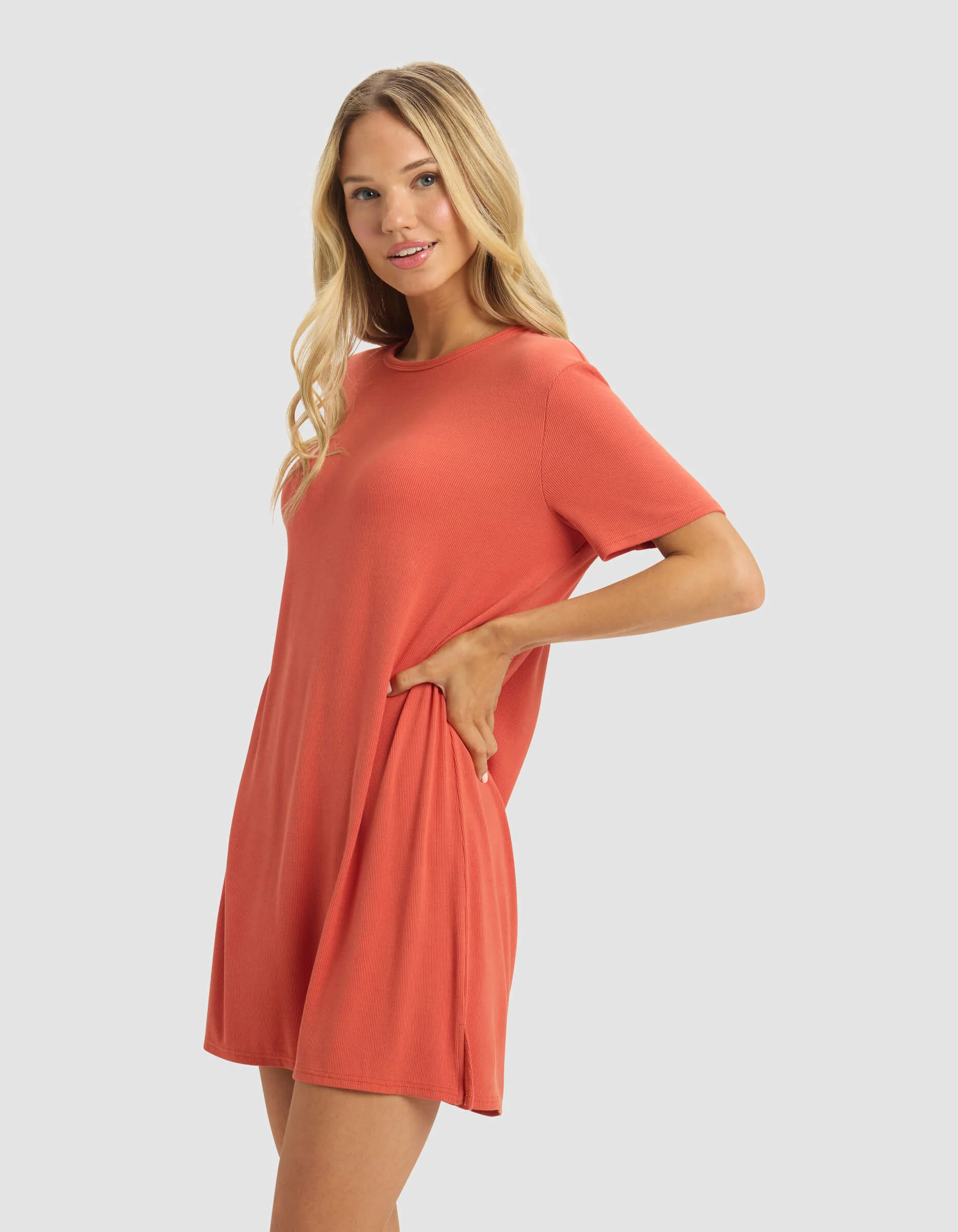Women's Bamboo Rib-Knit Boyfriend Sleep Dress - Image 7