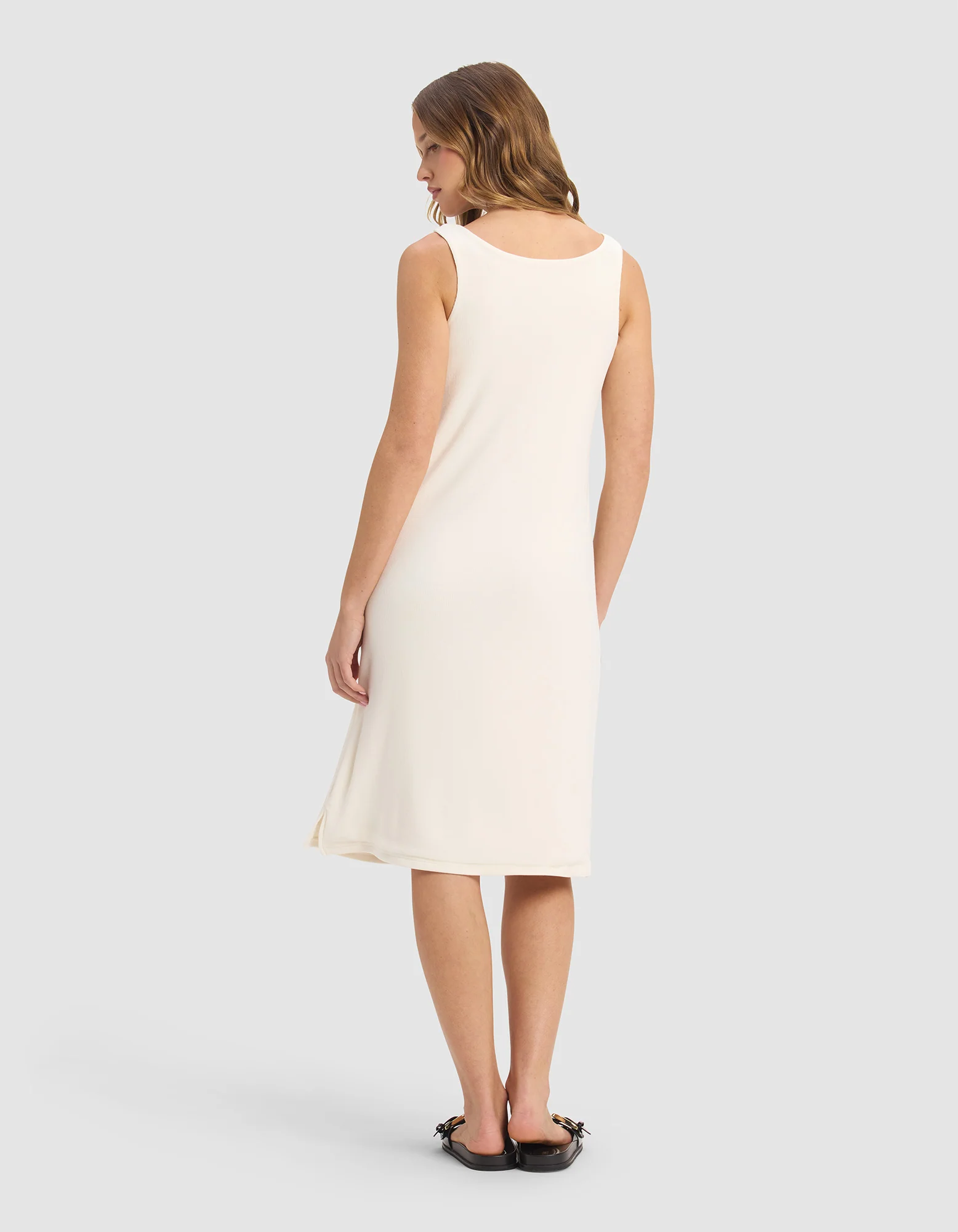 Women’s Bamboo Rib-Knit V-Neck Tank Lounge Dress - Last Chance - Image 3