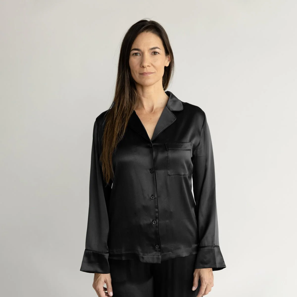 Serenity Silk Classic Long Sleeve Pajama Top - Last Chance - Image 10