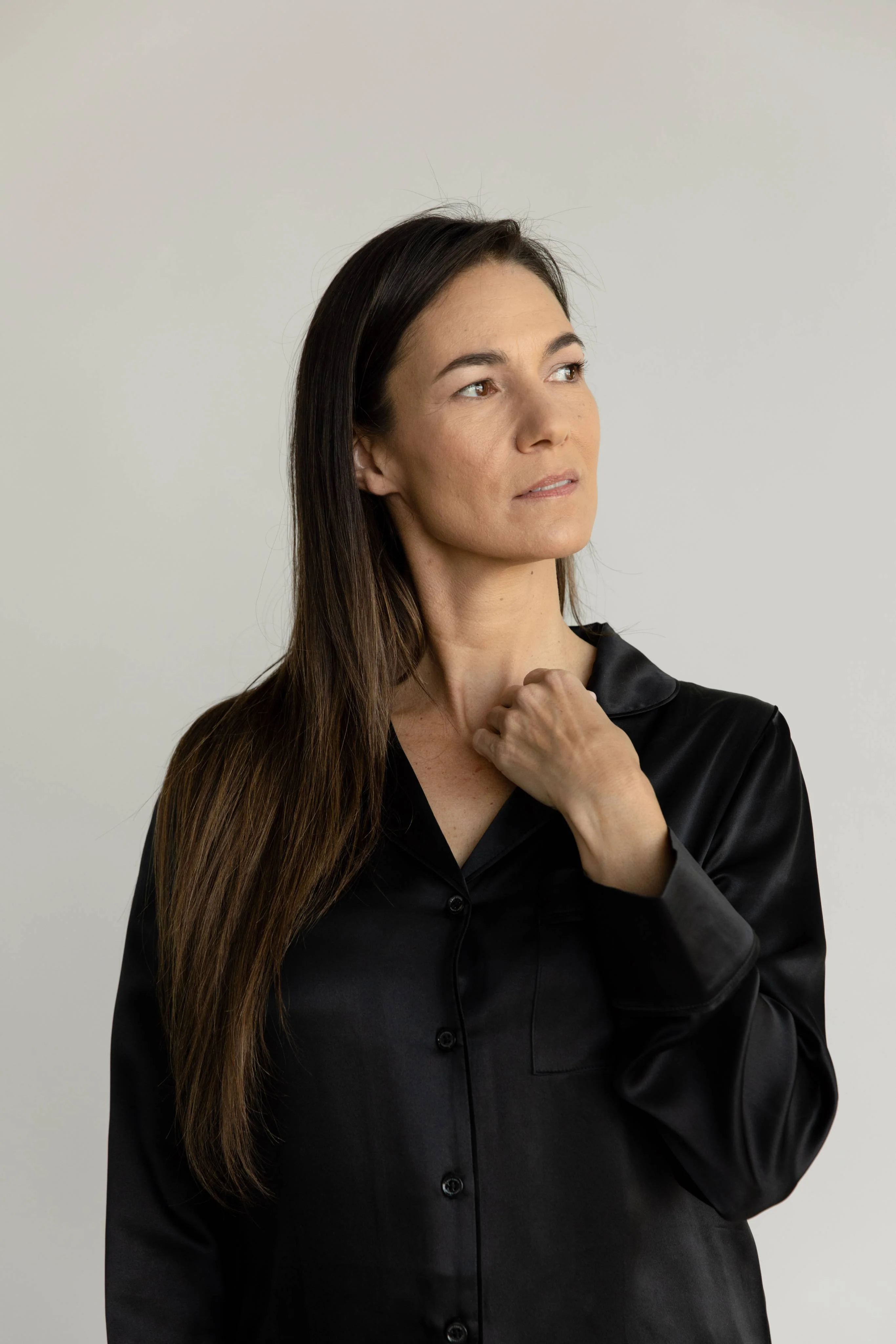 Serenity Silk Classic Long Sleeve Pajama Top - Last Chance - Image 11