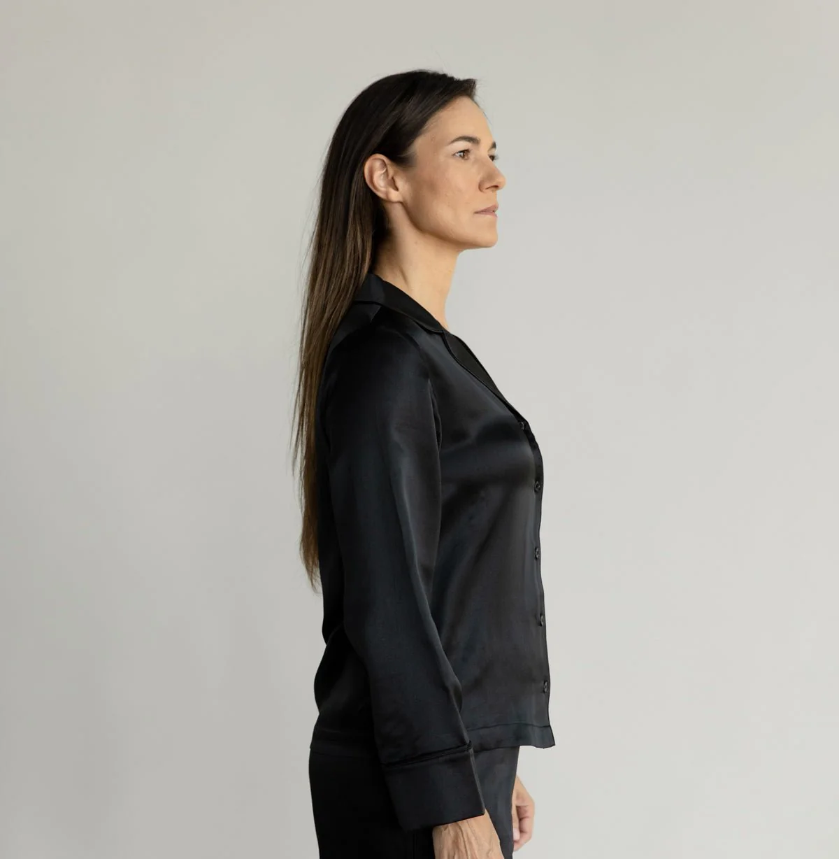 Serenity Silk Classic Long Sleeve Pajama Top - Last Chance - Image 12