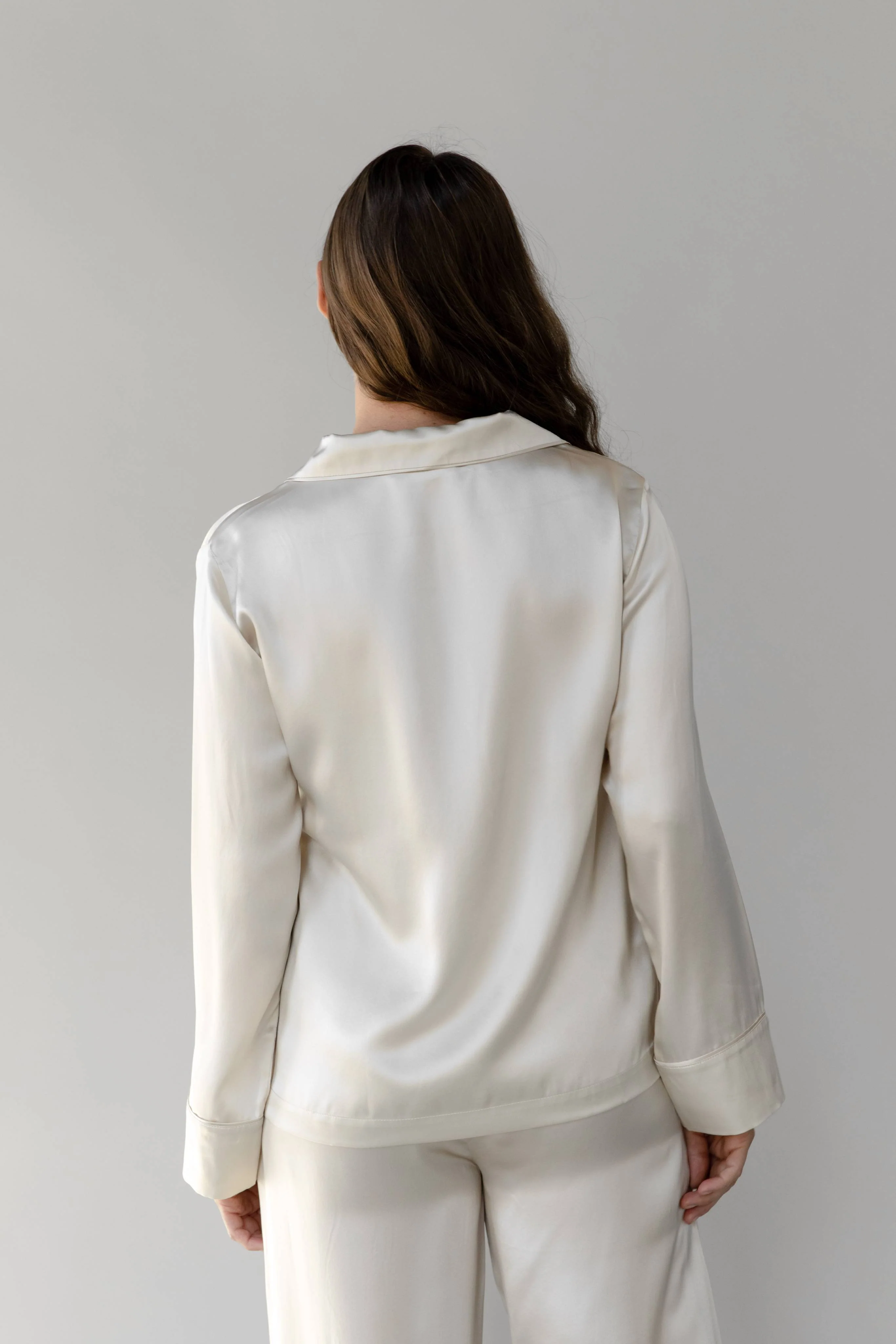 Serenity Silk Classic Long Sleeve Pajama Top - Last Chance - Image 14