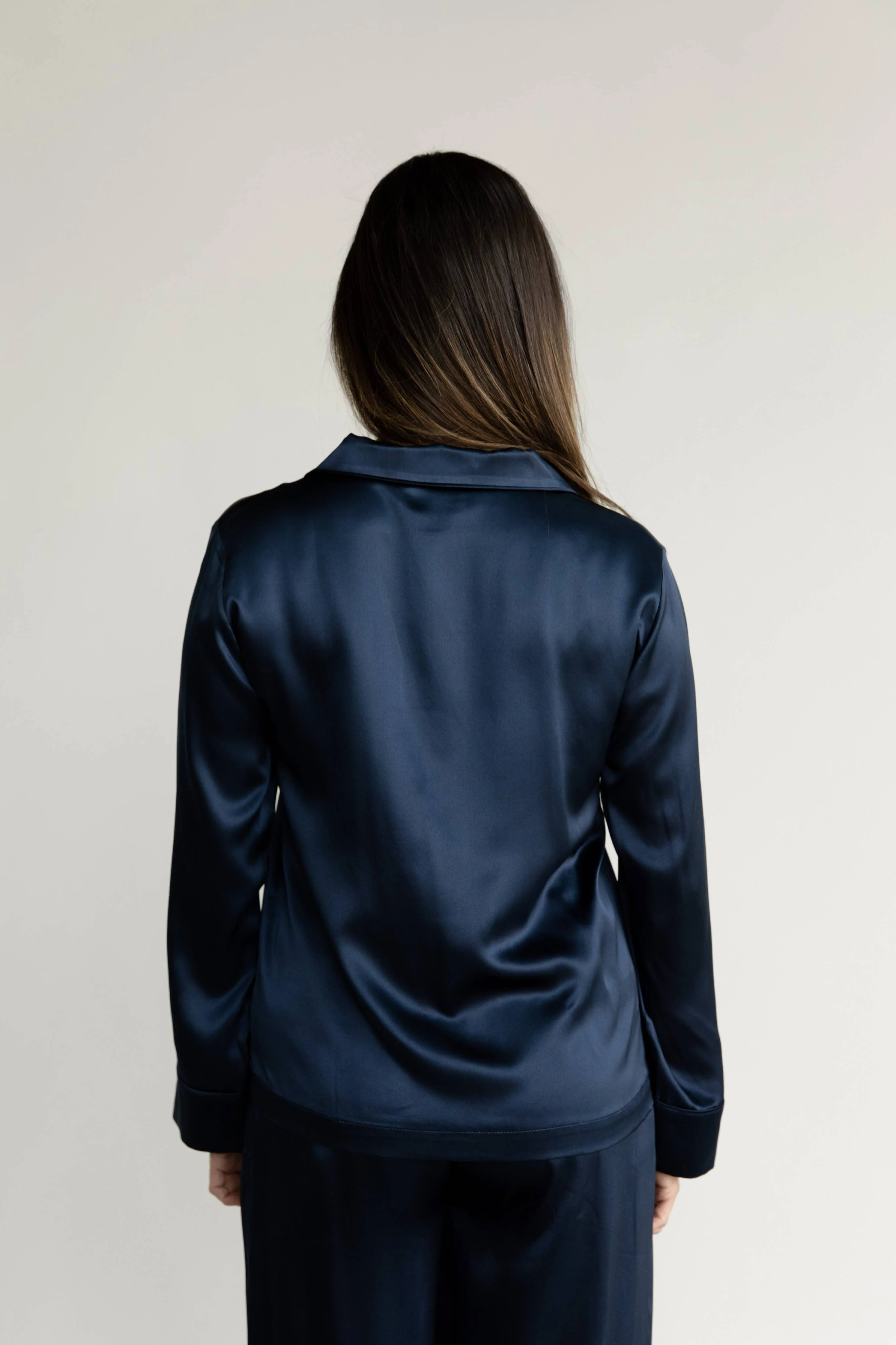 Serenity Silk Classic Long Sleeve Pajama Top - Last Chance - Image 16