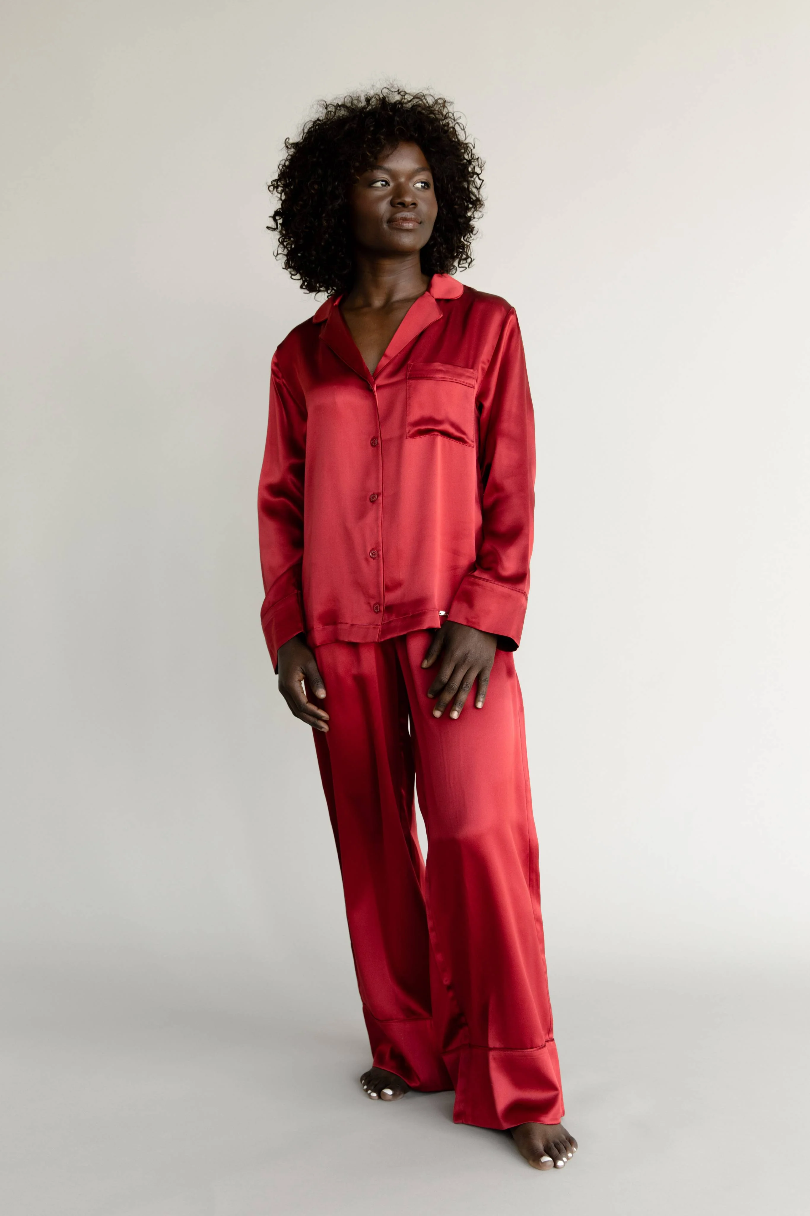 Serenity Silk Classic Long Sleeve Pajama Top - Last Chance - Image 4