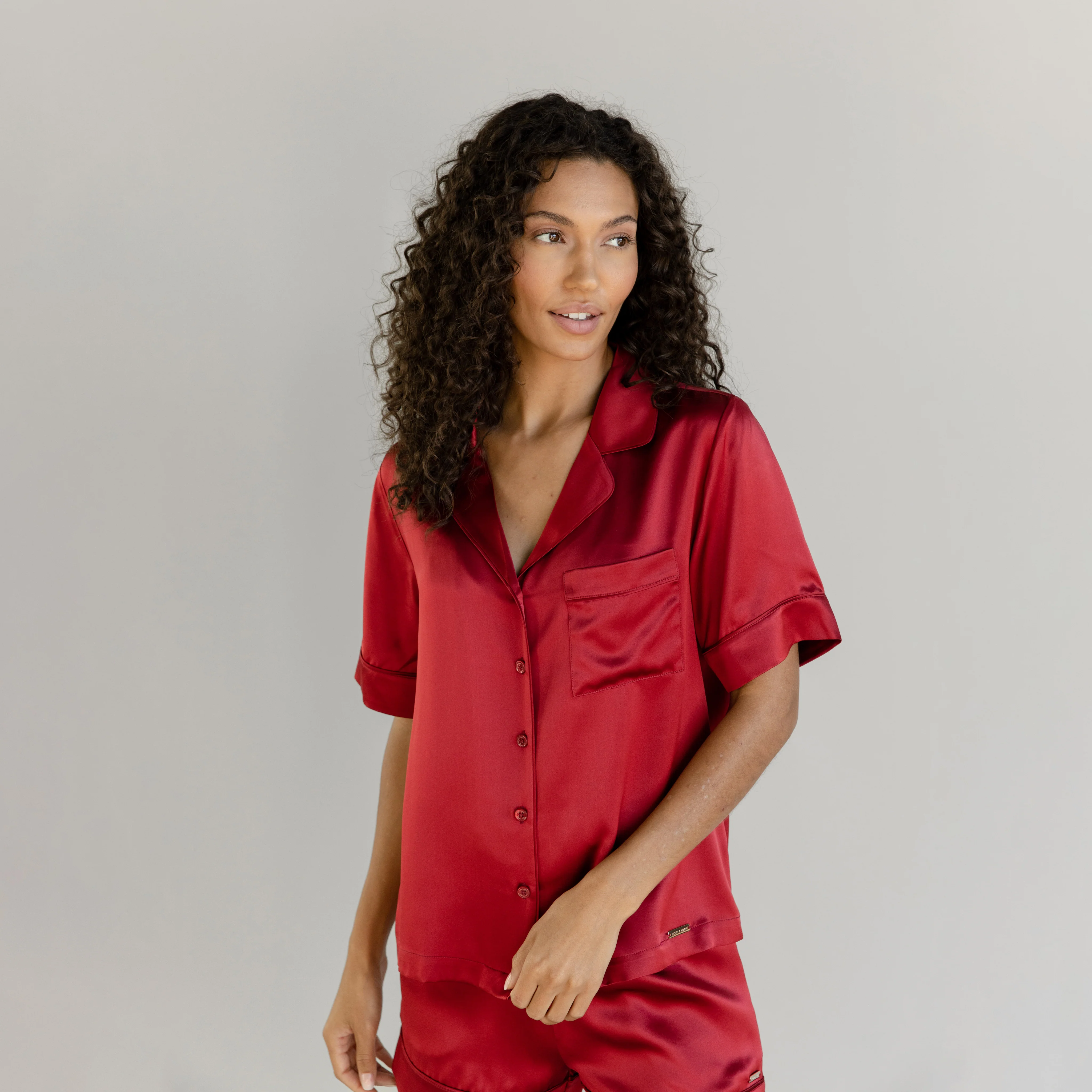 Serenity Silk Classic Short Sleeve Pajama Top - Last Chance - Image 13