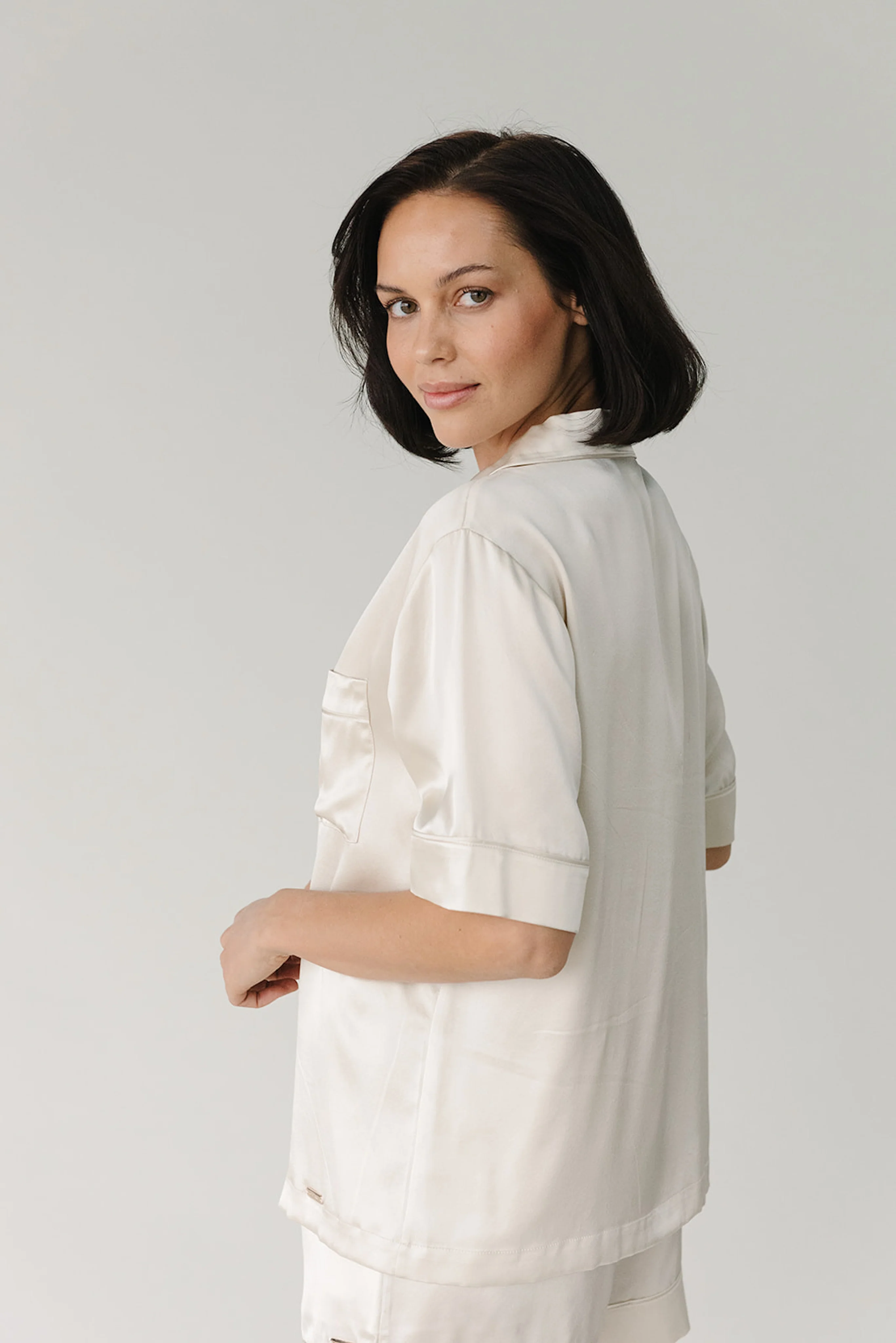 Serenity Silk Classic Short Sleeve Pajama Top - Last Chance - Image 3