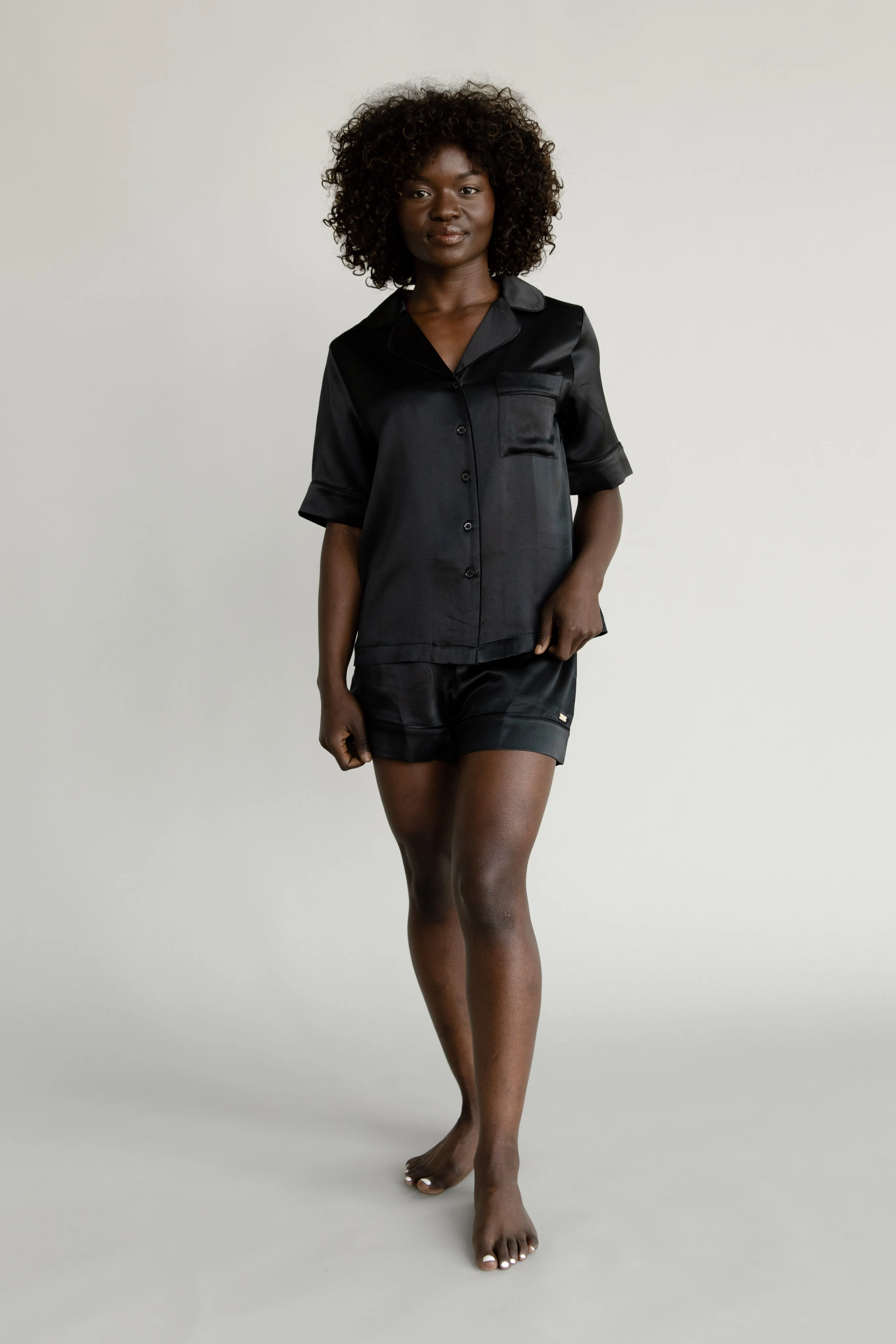 Serenity Silk Classic Short Sleeve Pajama Top - Last Chance - Image 5