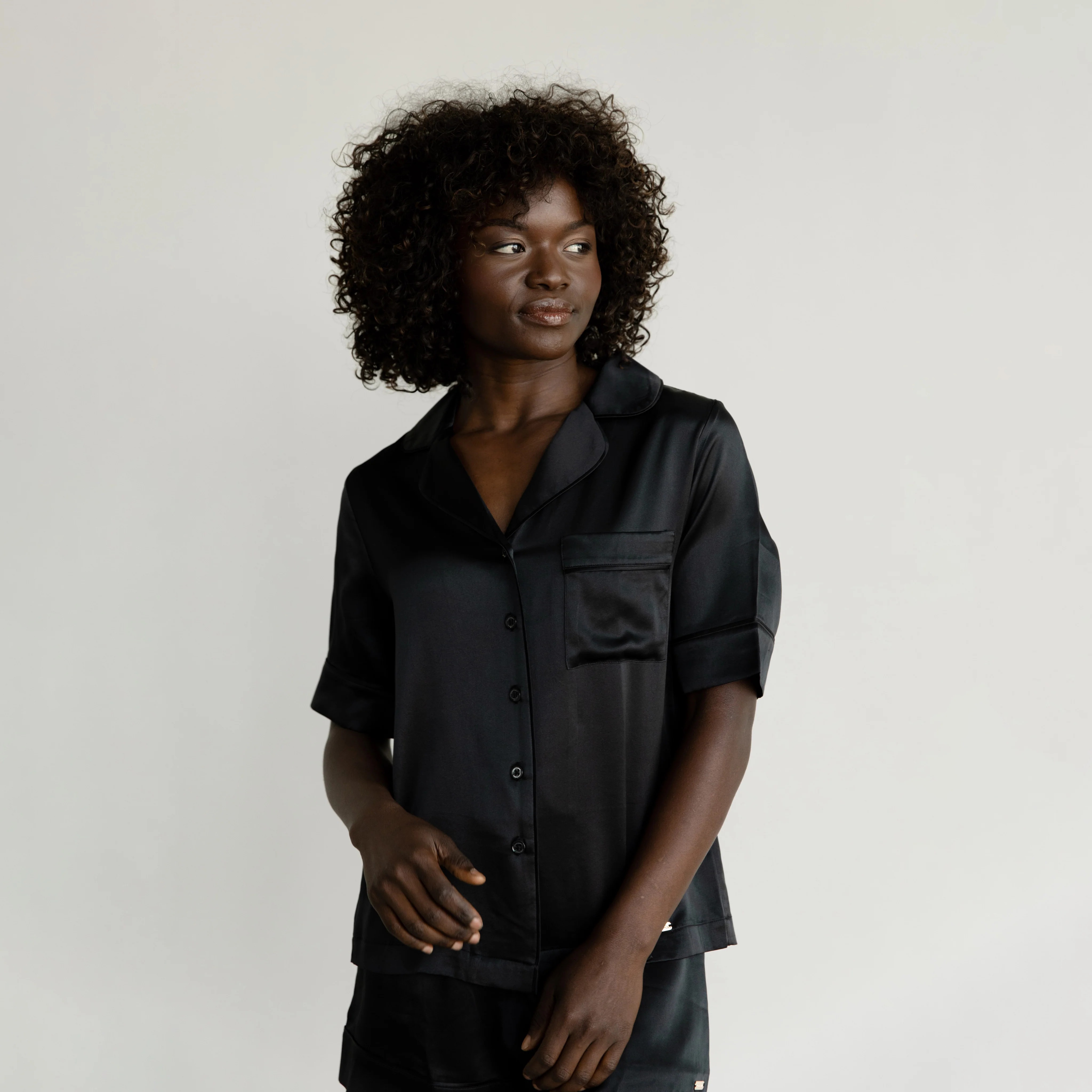 Serenity Silk Classic Short Sleeve Pajama Top - Last Chance - Image 6