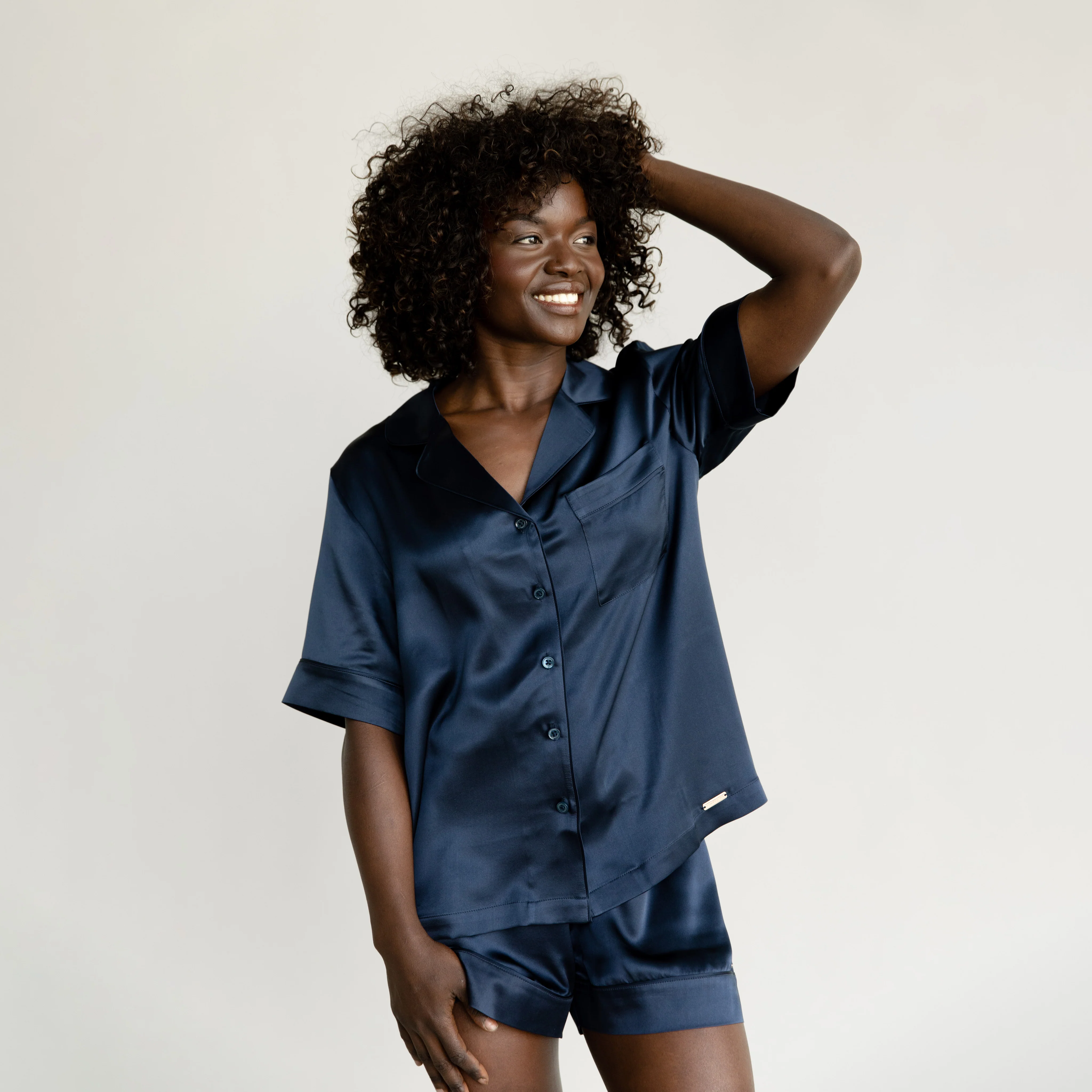 Serenity Silk Classic Short Sleeve Pajama Top - Last Chance - Image 9