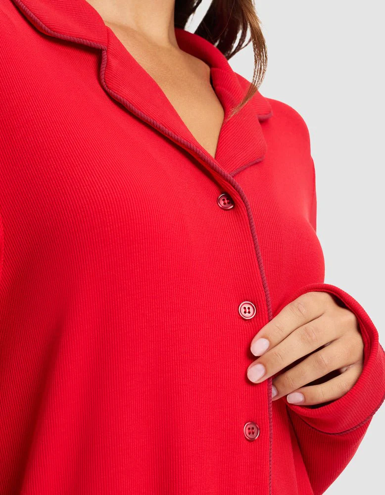 Women's Bamboo Rib-Knit Classic Long Sleeve Pajama Top - Image 10