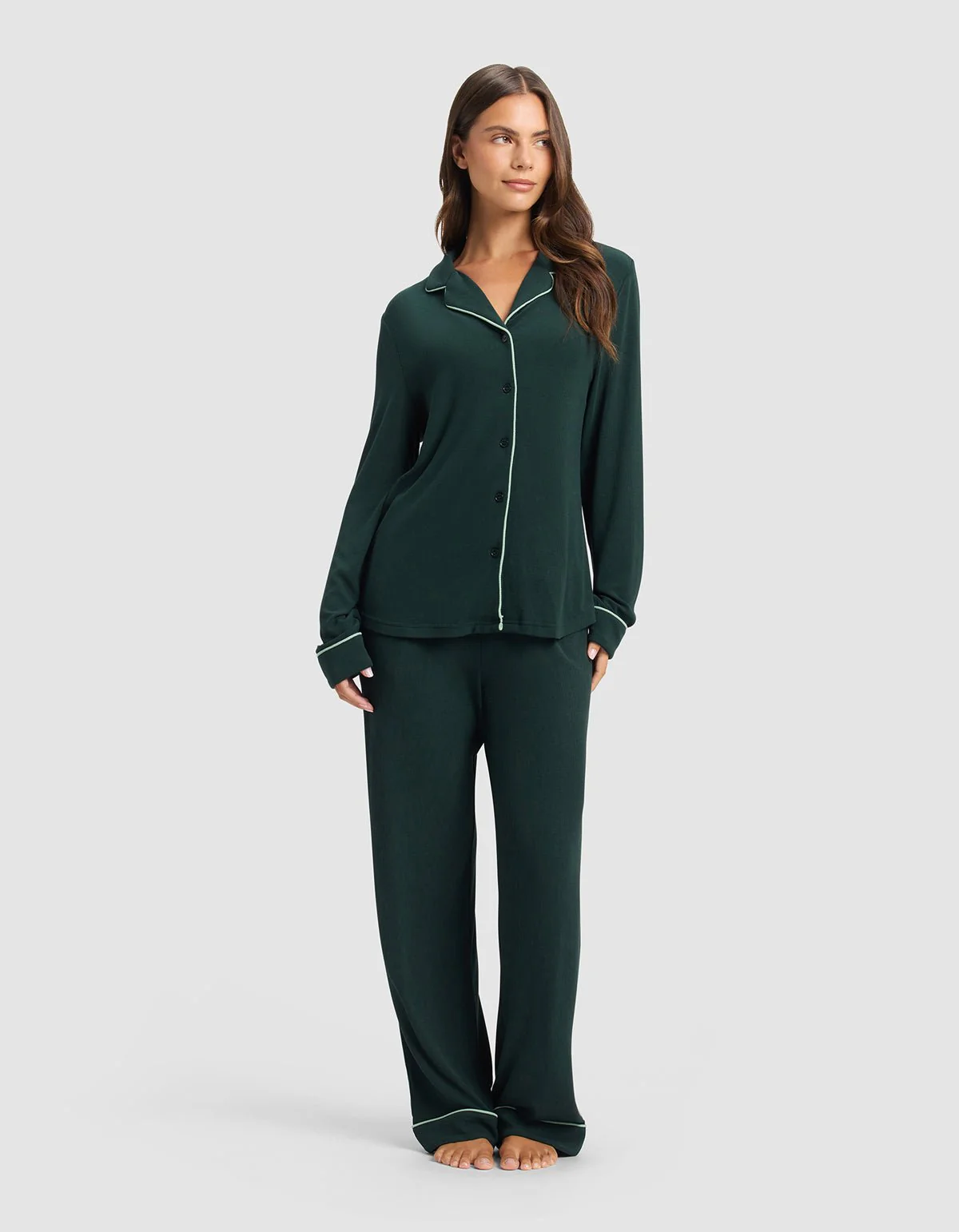 Women's Bamboo Rib-Knit Classic Long Sleeve Pajama Top - Image 11