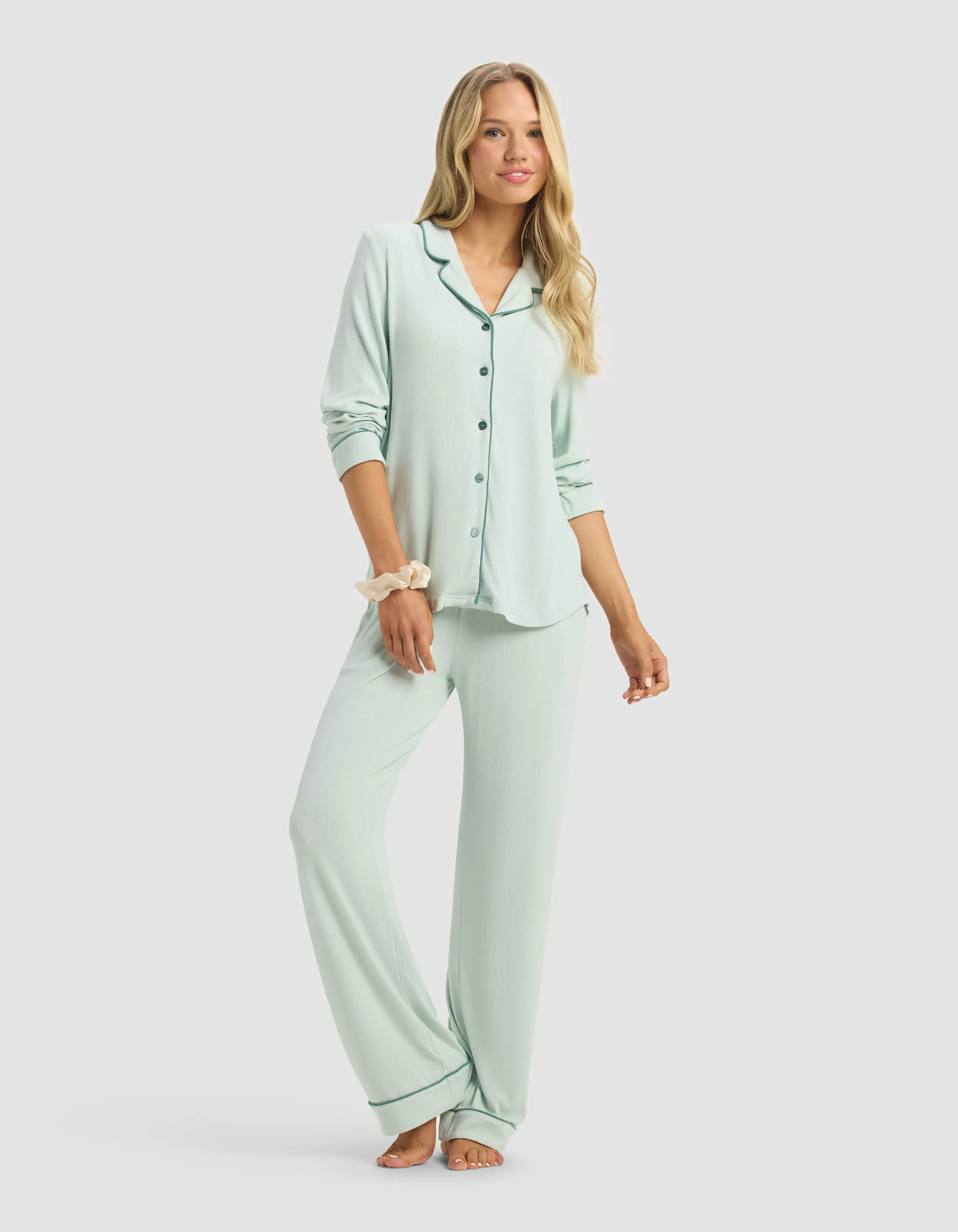 Women's Bamboo Rib-Knit Classic Long Sleeve Pajama Top - Image 15