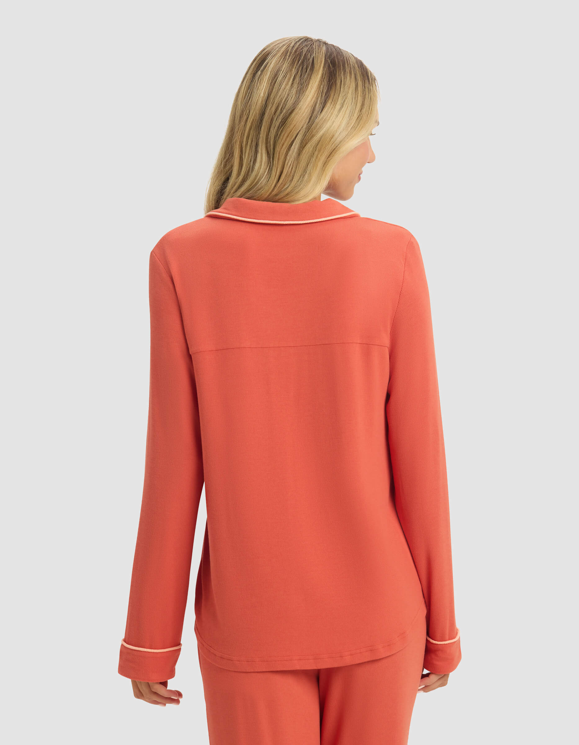 Women's Bamboo Rib-Knit Classic Long Sleeve Pajama Top - Image 18