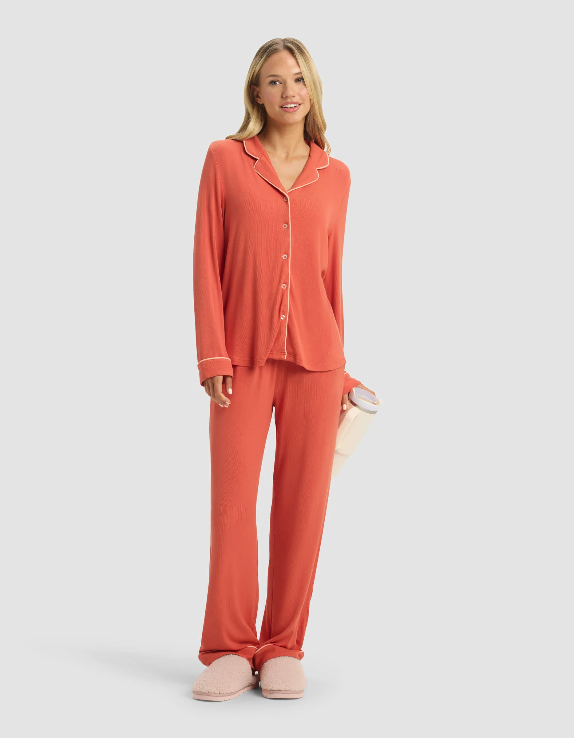 Women's Bamboo Rib-Knit Classic Long Sleeve Pajama Top - Image 19
