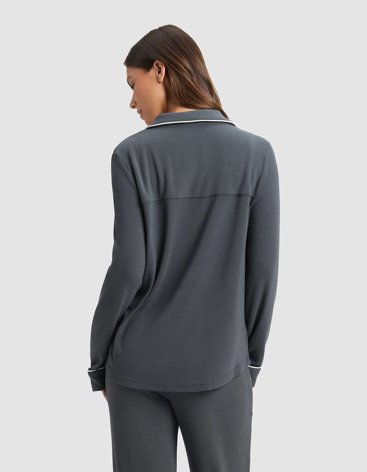 Women's Bamboo Rib-Knit Classic Long Sleeve Pajama Top - Image 4