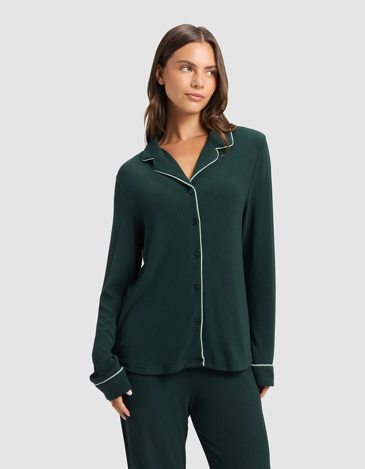 Women's Bamboo Rib-Knit Classic Long Sleeve Pajama Top - Image 5