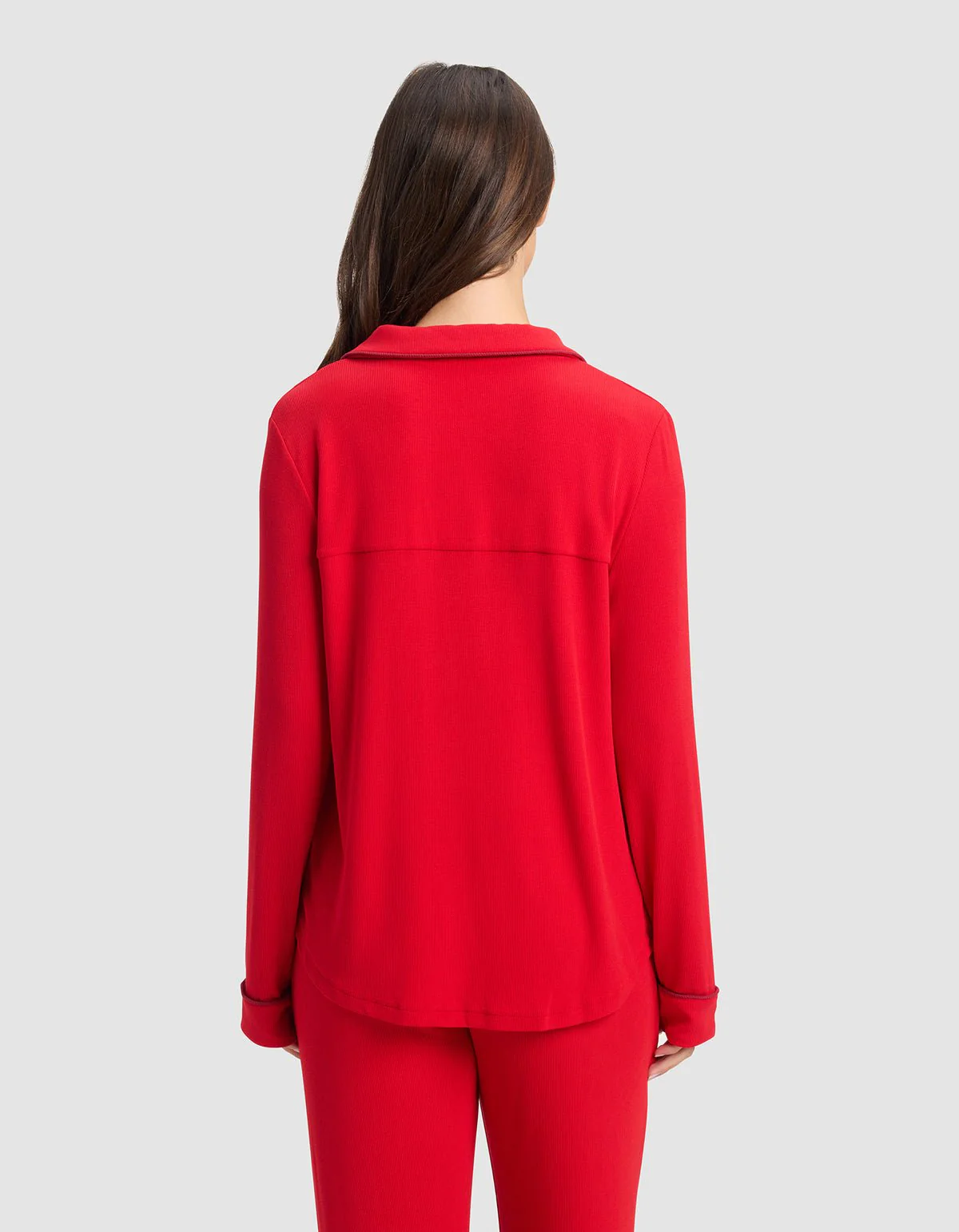 Women's Bamboo Rib-Knit Classic Long Sleeve Pajama Top - Image 8
