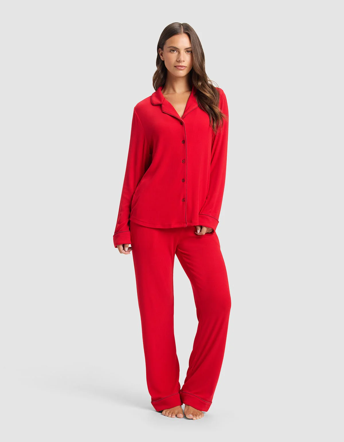 Women's Bamboo Rib-Knit Classic Long Sleeve Pajama Top - Image 9
