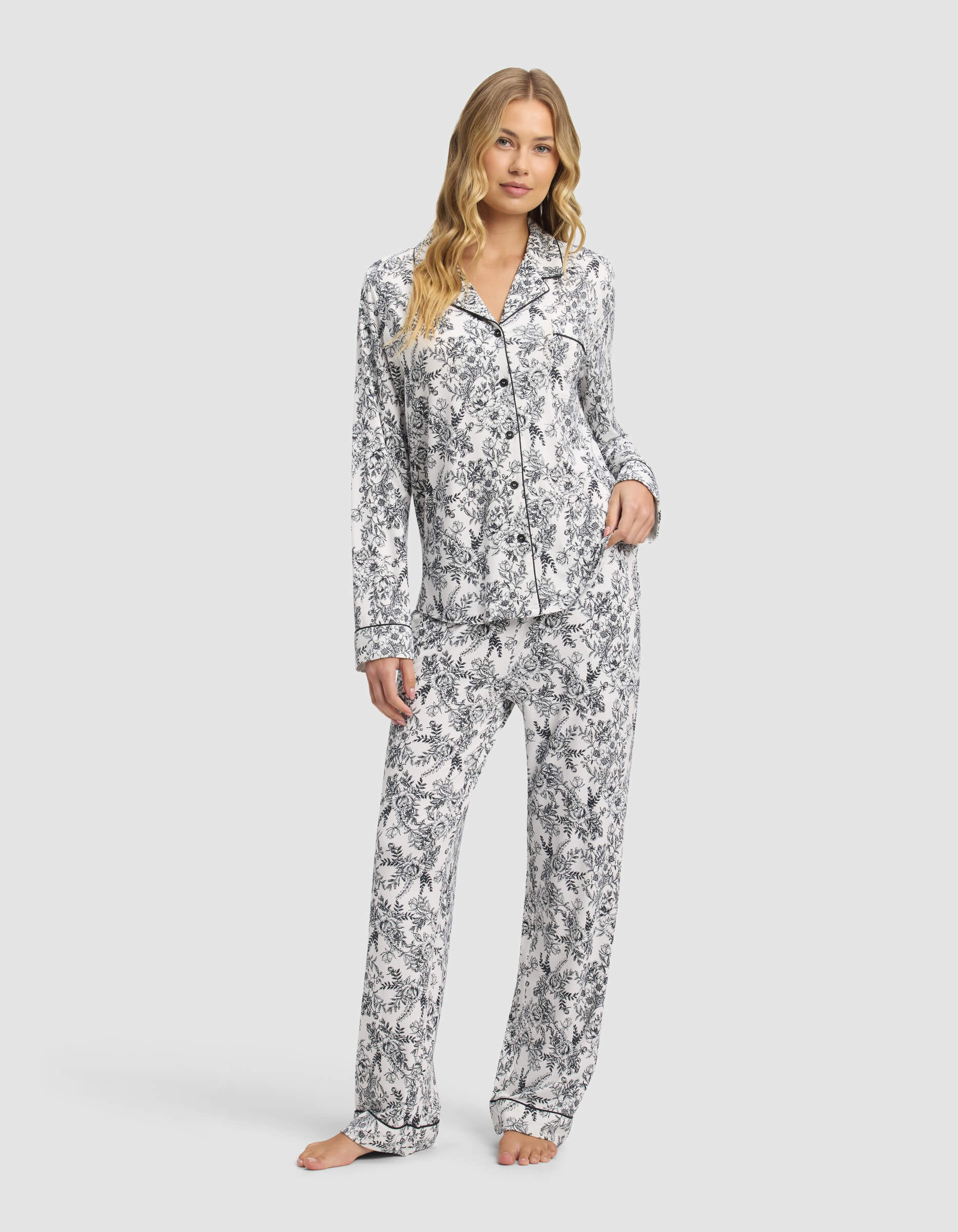 Women's Bamboo Stretch-Knit Long Sleeve Pajama Set - Image 7