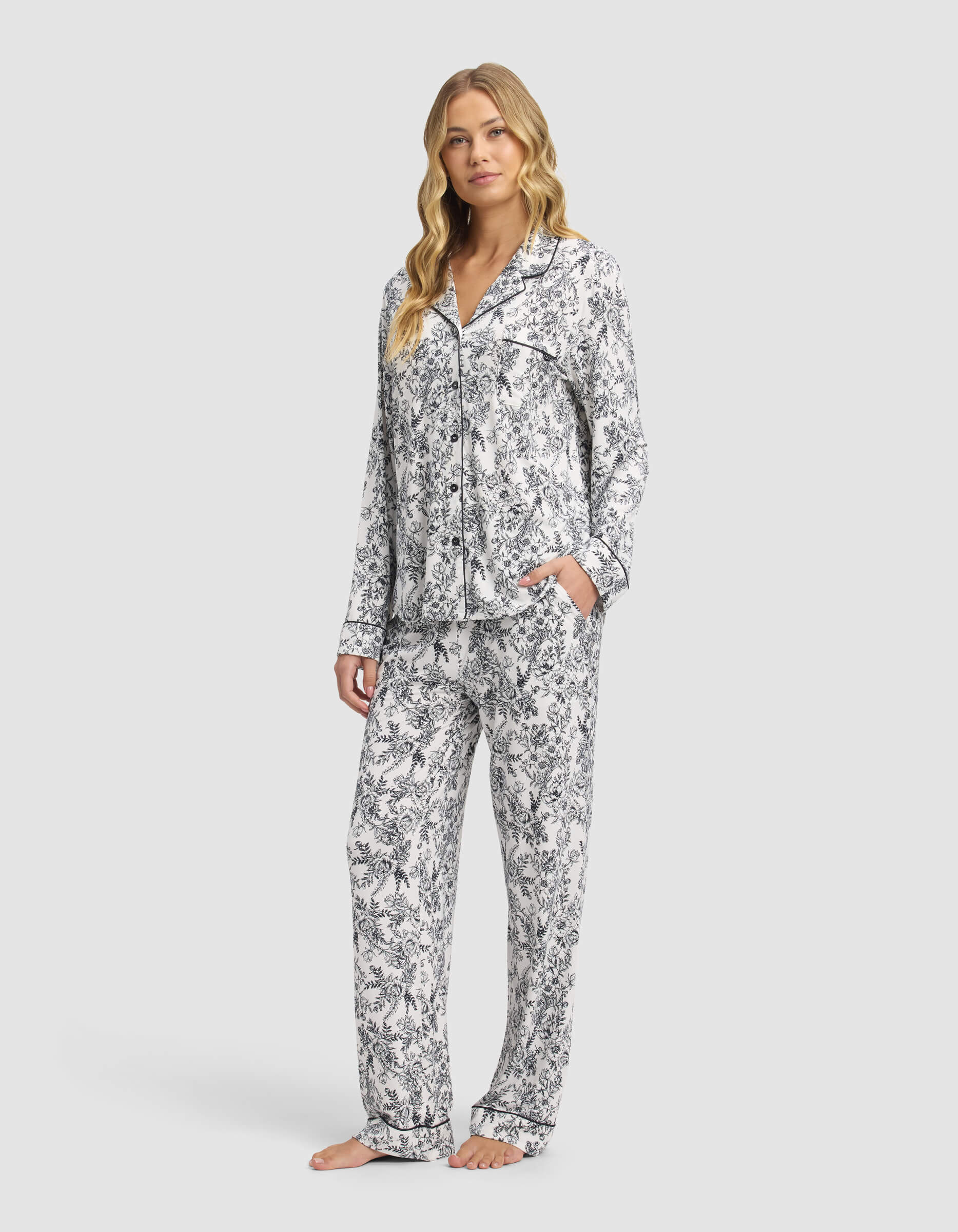 Women's Bamboo Stretch-Knit Long Sleeve Pajama Set - Image 88