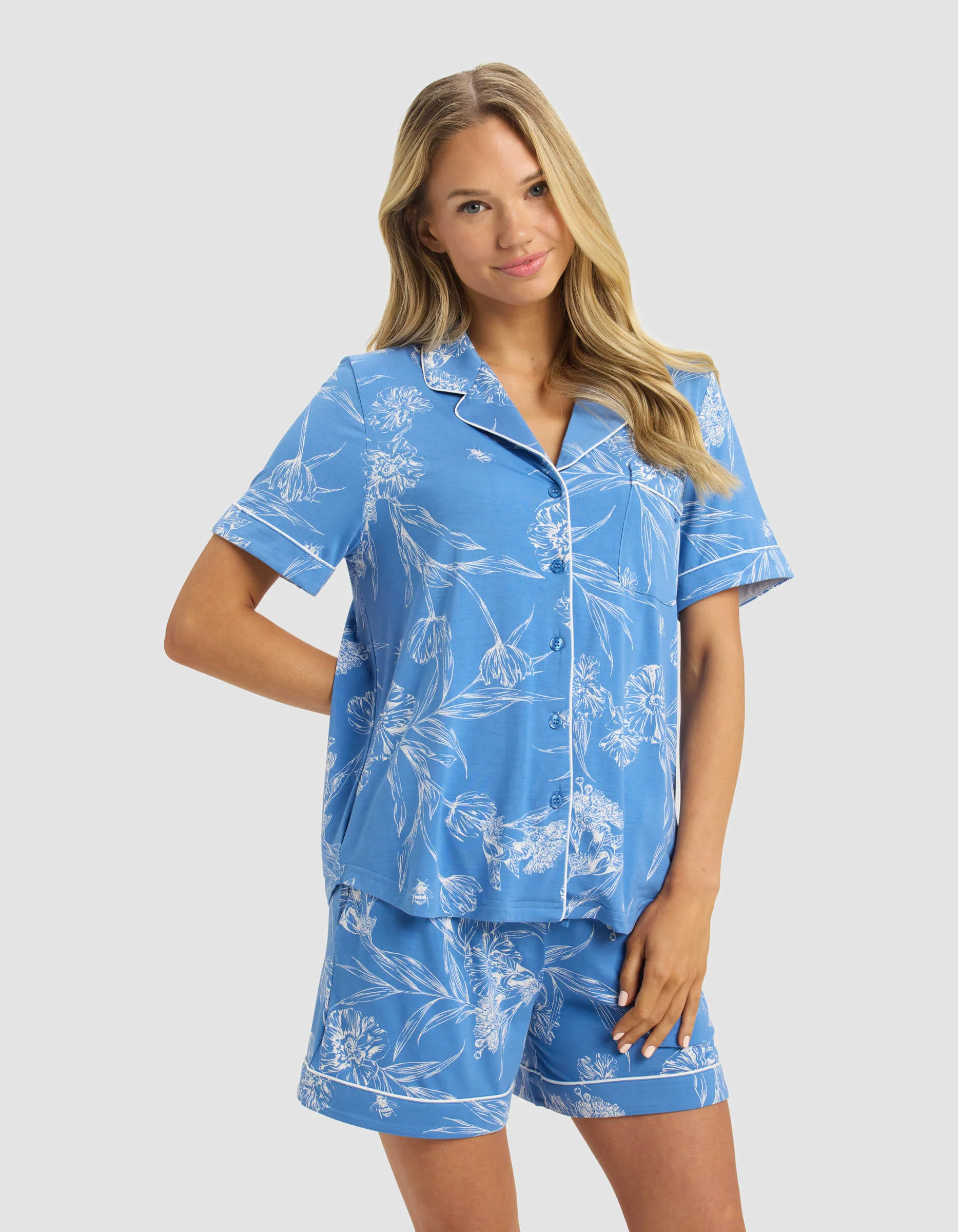 Women's Bamboo Stretch-Knit Short Sleeve Pajama Set - Image 85