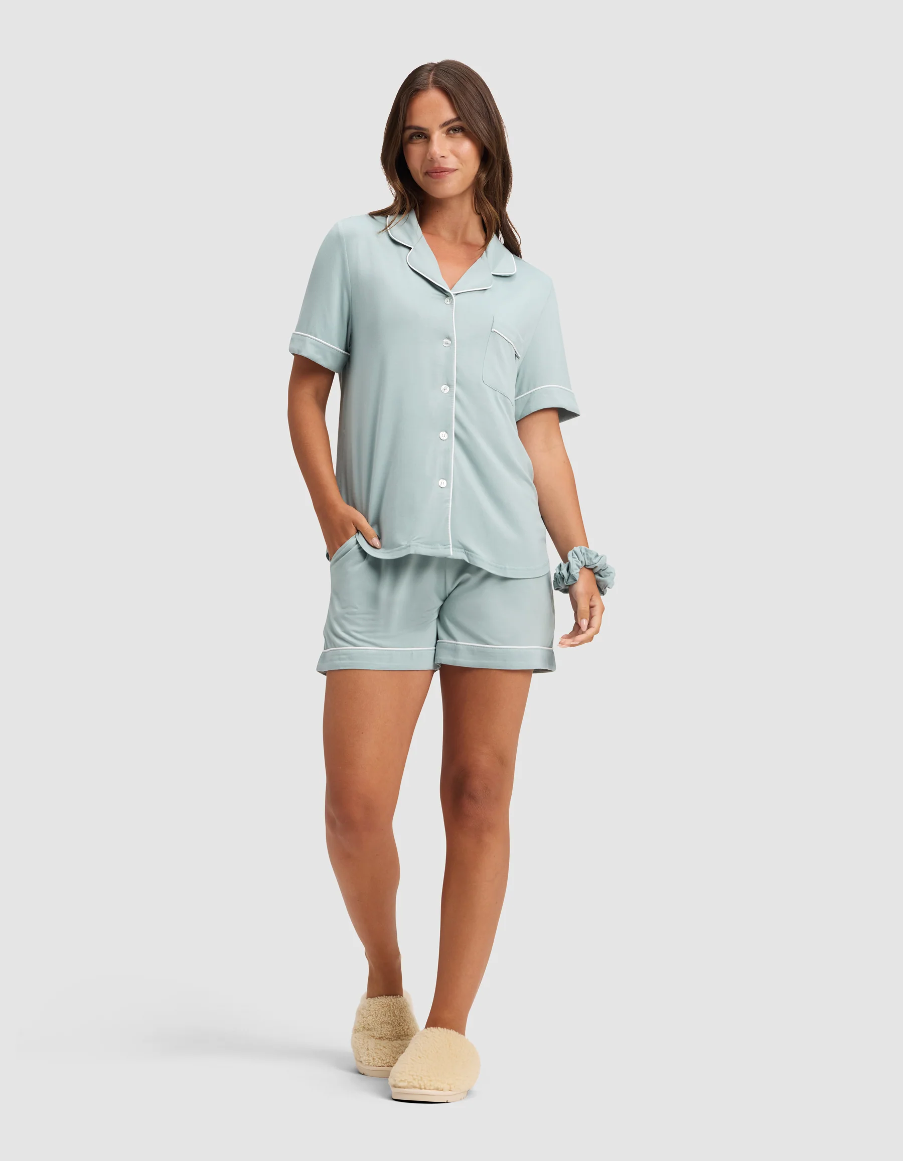Women's Bamboo Stretch-Knit Short Sleeve Pajama Top - Image 45