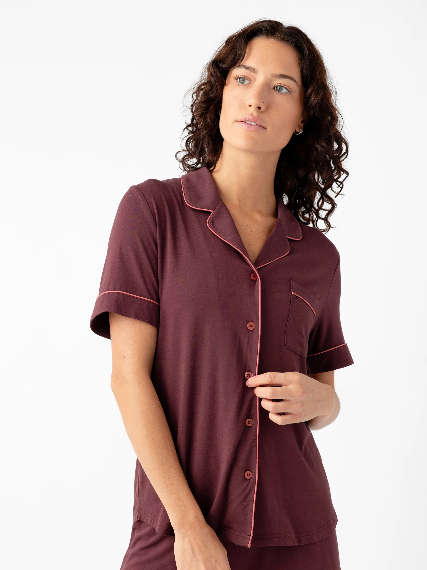 Women's Bamboo Stretch-Knit Short Sleeve Pajama Top - Image 49