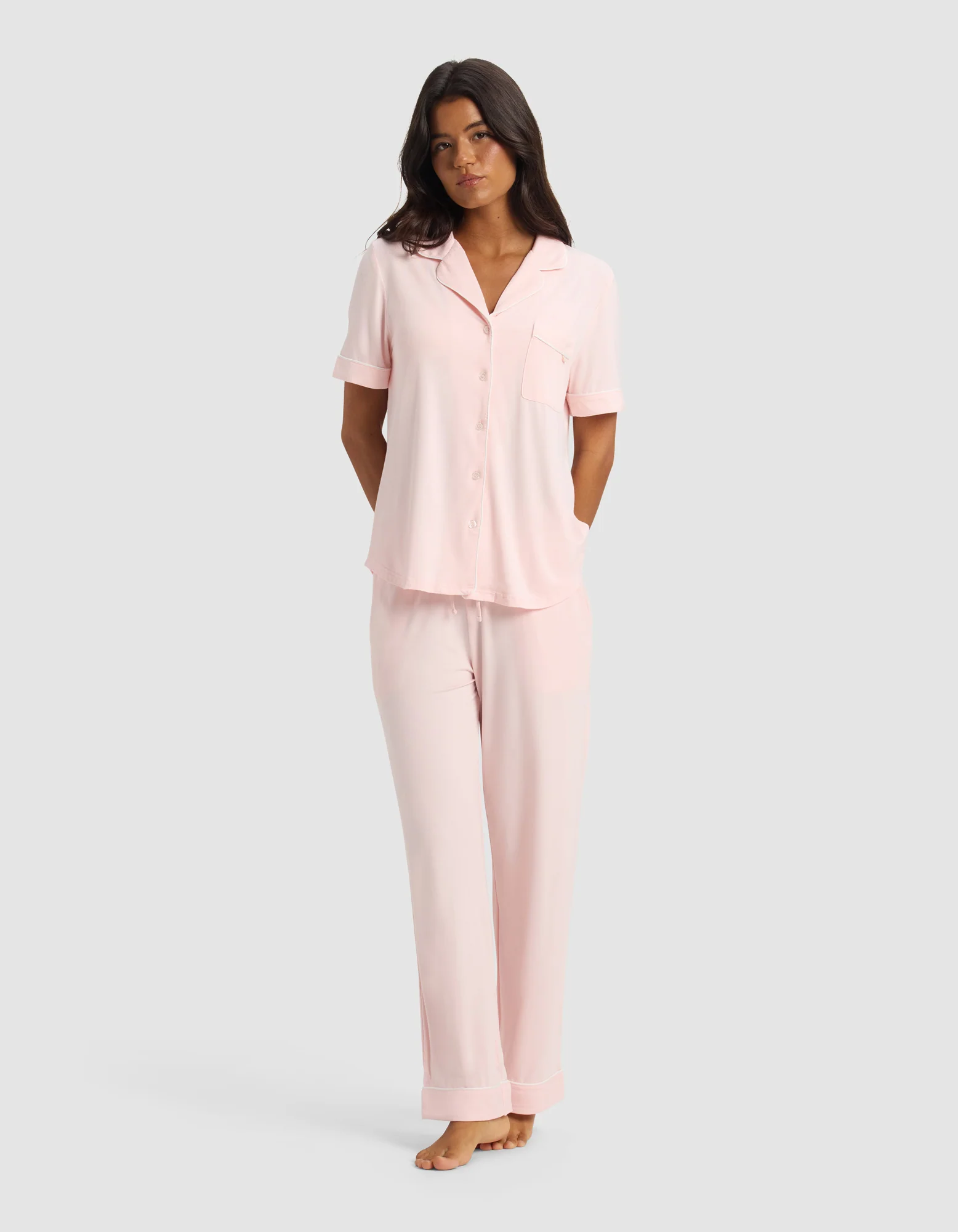Women's Bamboo Stretch-Knit Short Sleeve & Pant Pajama Set - Image 12