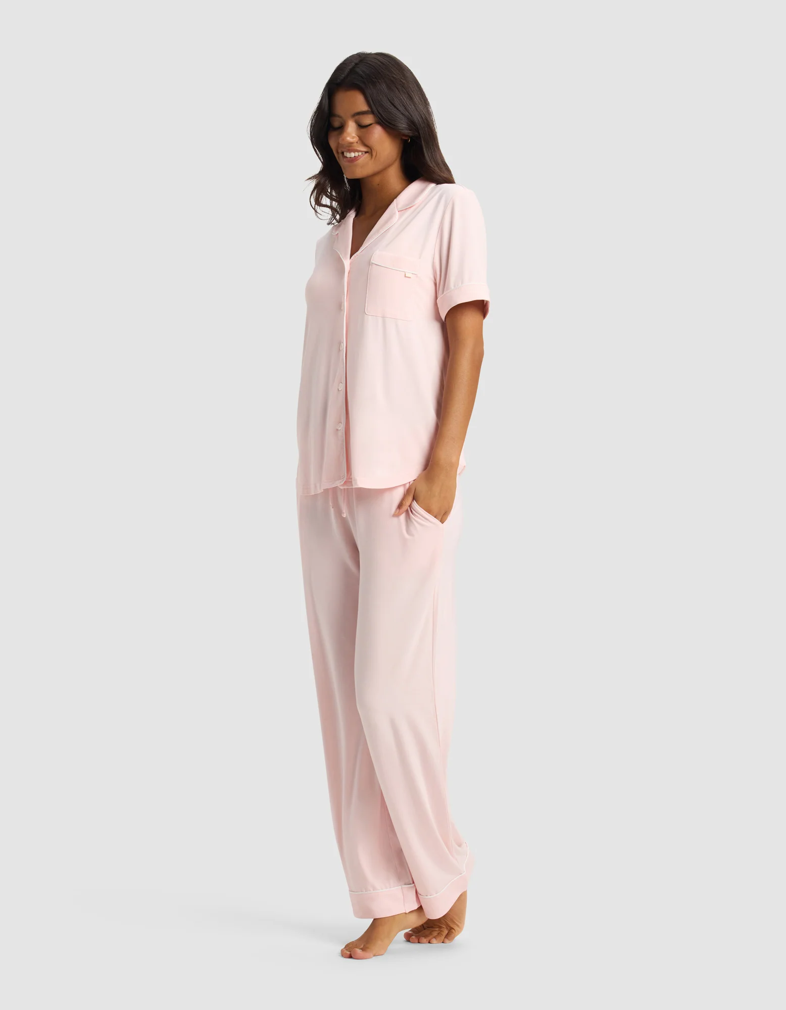 Women's Bamboo Stretch-Knit Short Sleeve & Pant Pajama Set - Image 13
