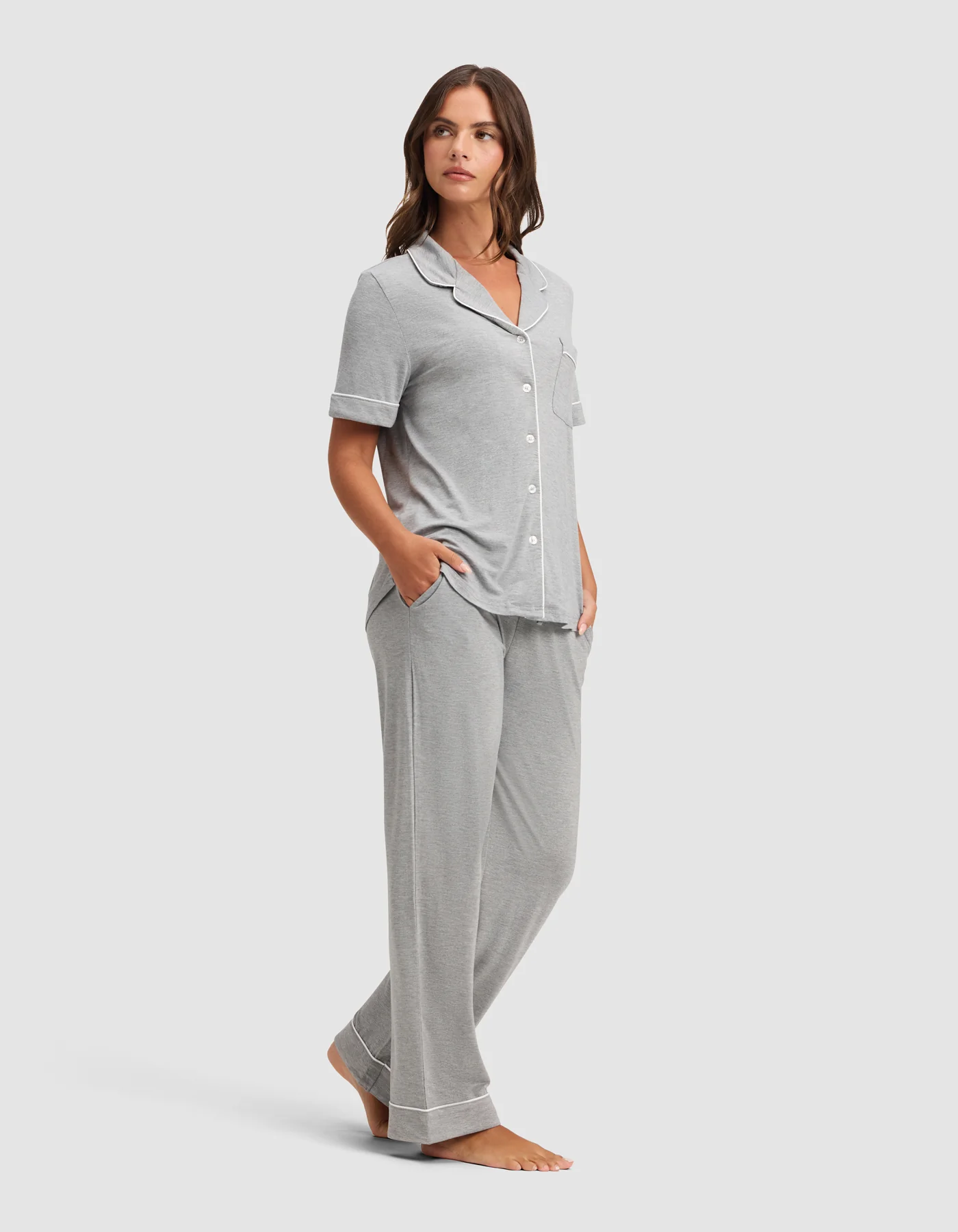 Women's Bamboo Stretch-Knit Short Sleeve & Pant Pajama Set - Image 14