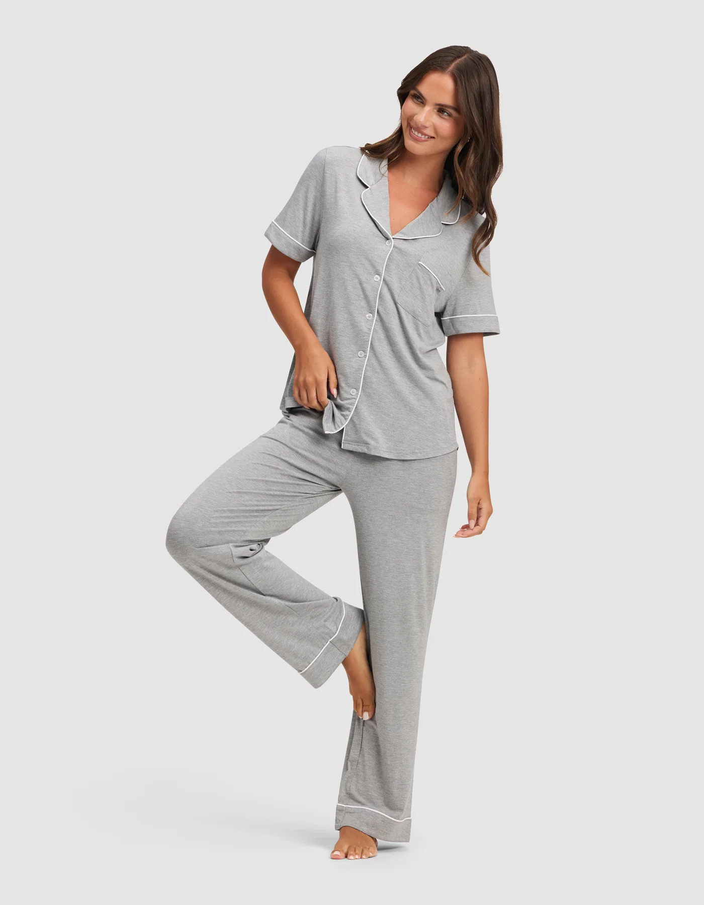 Women's Bamboo Stretch-Knit Short Sleeve & Pant Pajama Set - Image 15