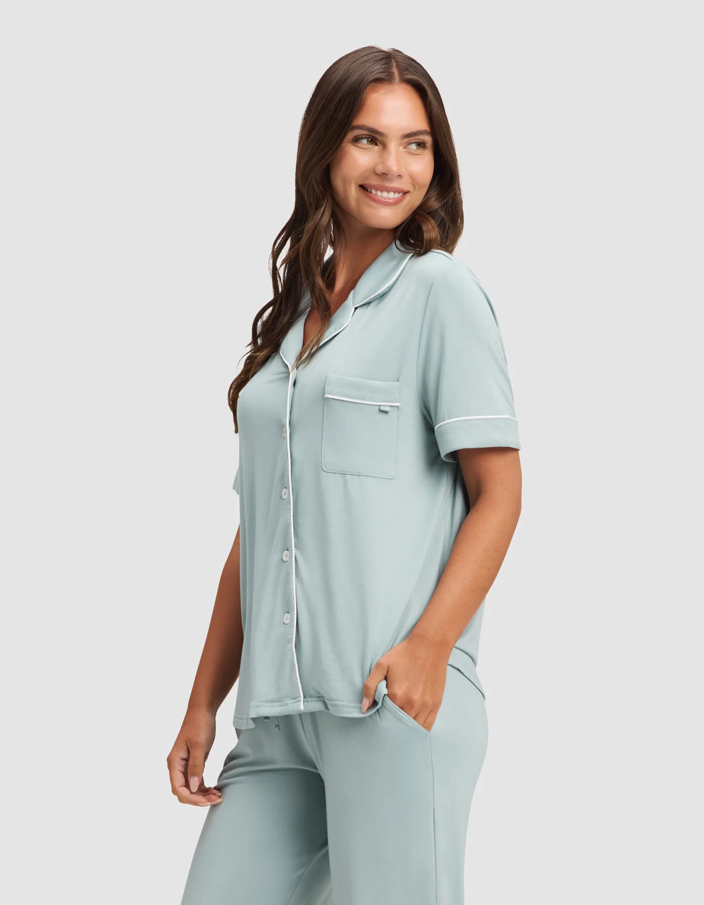 Women's Bamboo Stretch-Knit Short Sleeve & Pant Pajama Set - Image 16