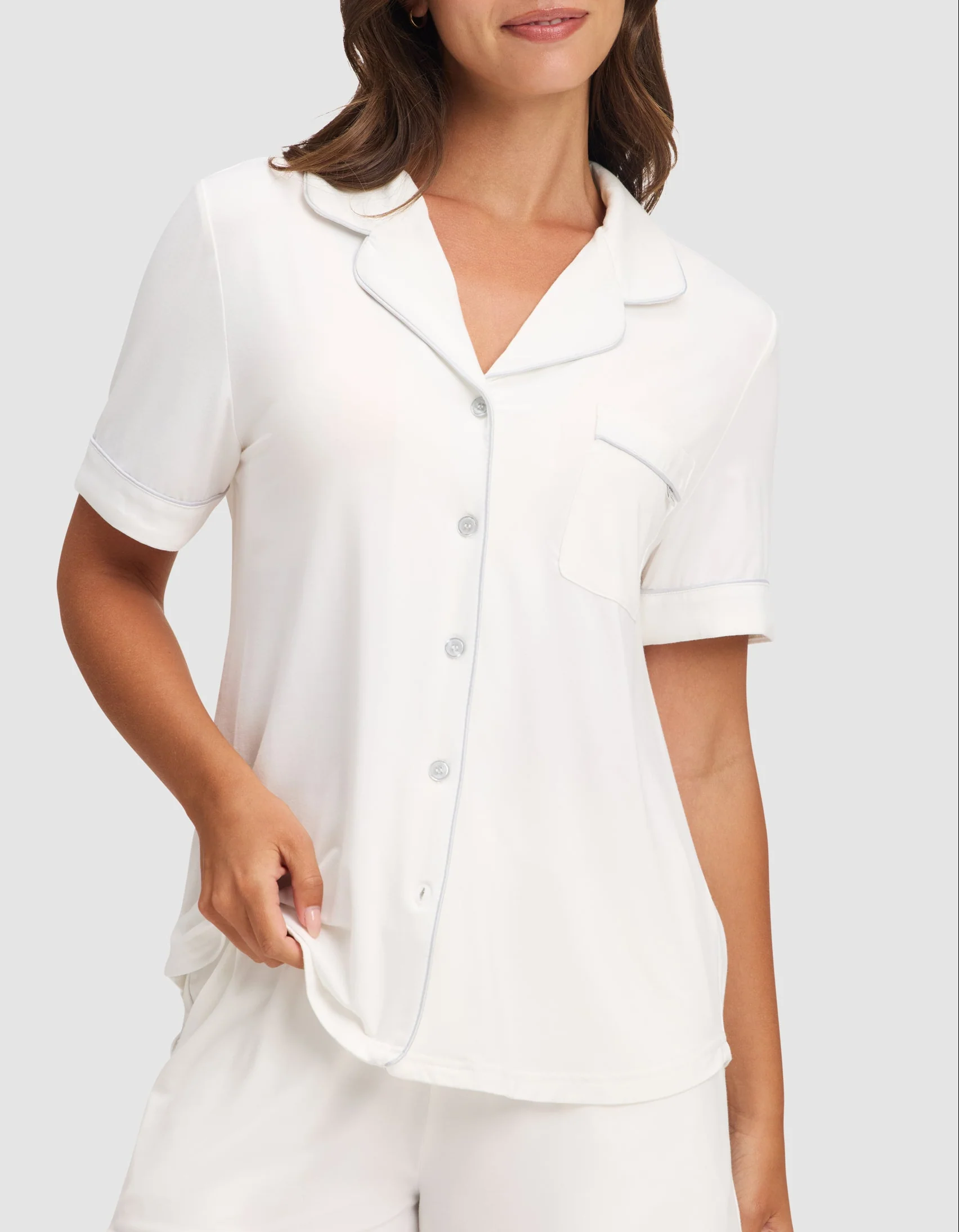 Women's Bamboo Stretch-Knit Short Sleeve Pajama Top - Image 12