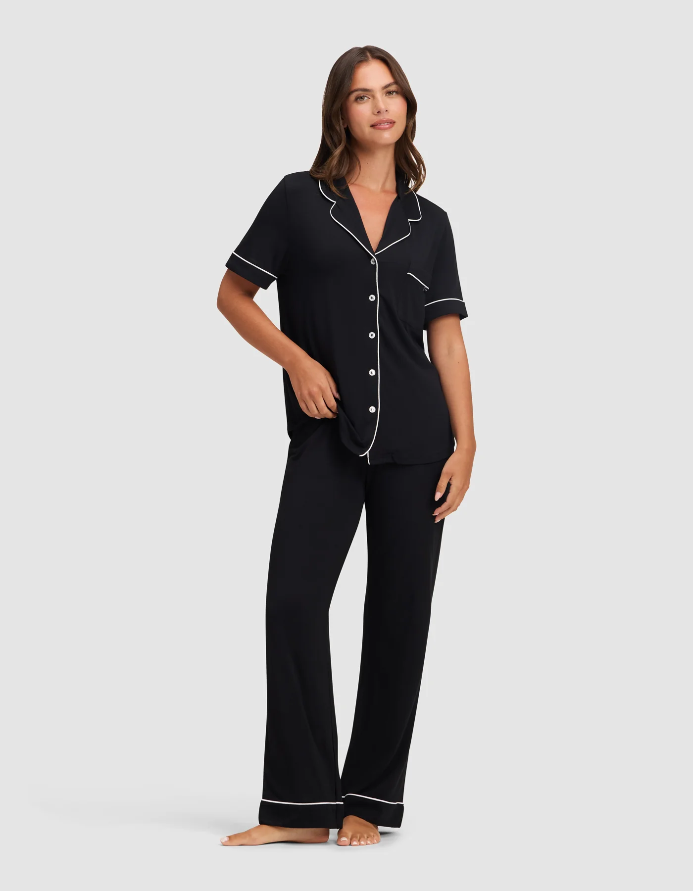 Women's Bamboo Stretch-Knit Short Sleeve & Pant Pajama Set - Image 26