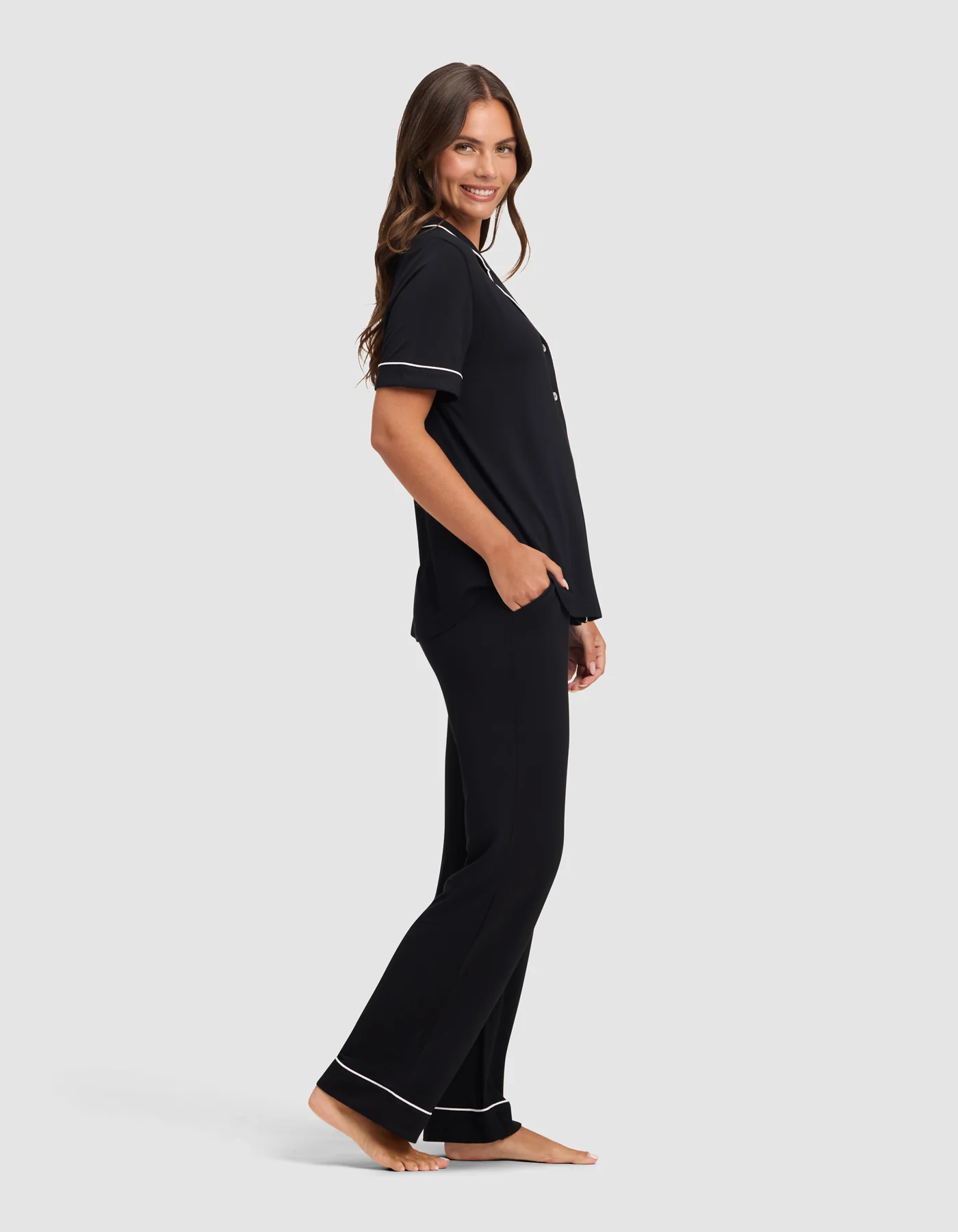 Women's Bamboo Stretch-Knit Short Sleeve & Pant Pajama Set - Image 27