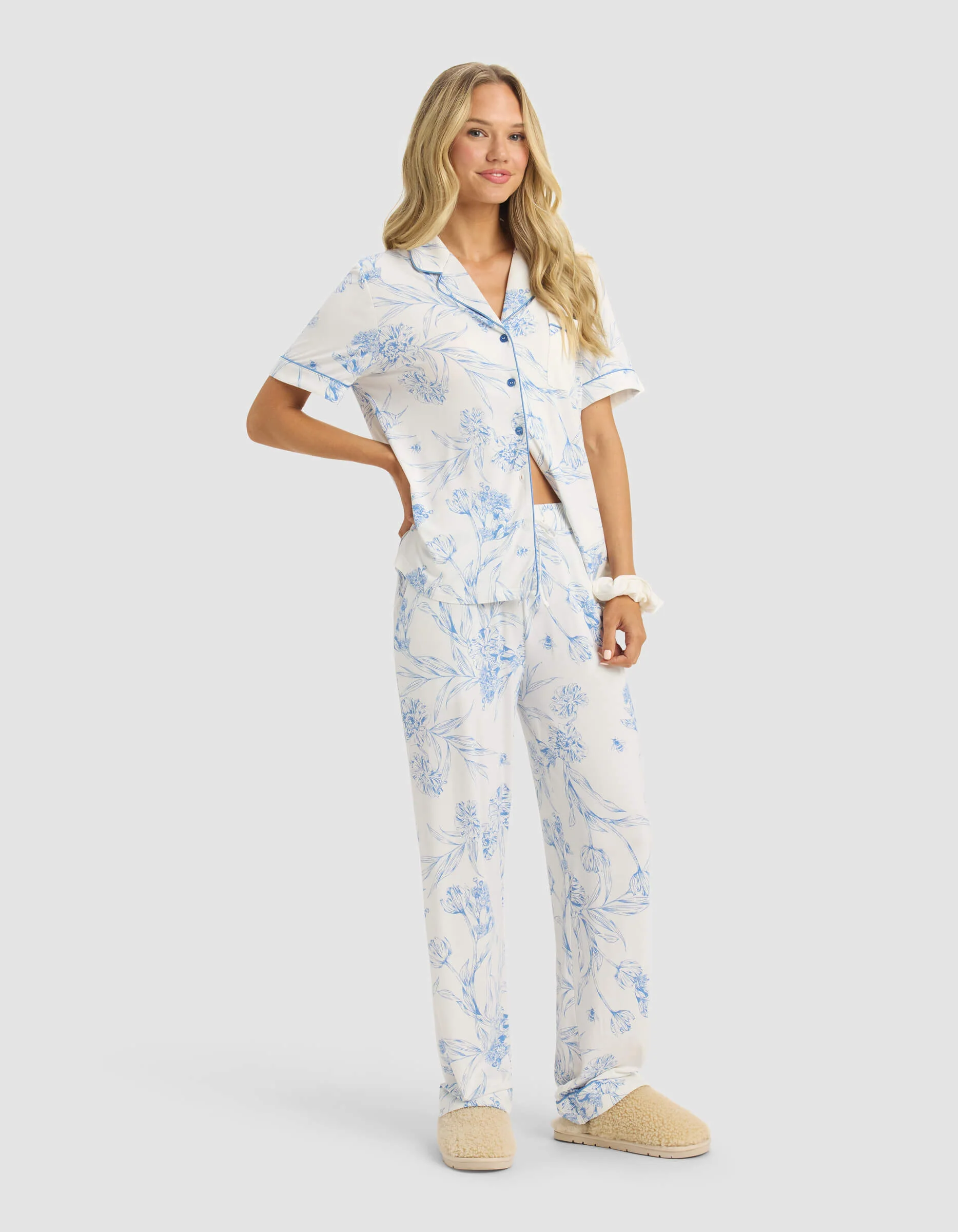 Women's Bamboo Stretch-Knit Short Sleeve & Pant Pajama Set - Image 3