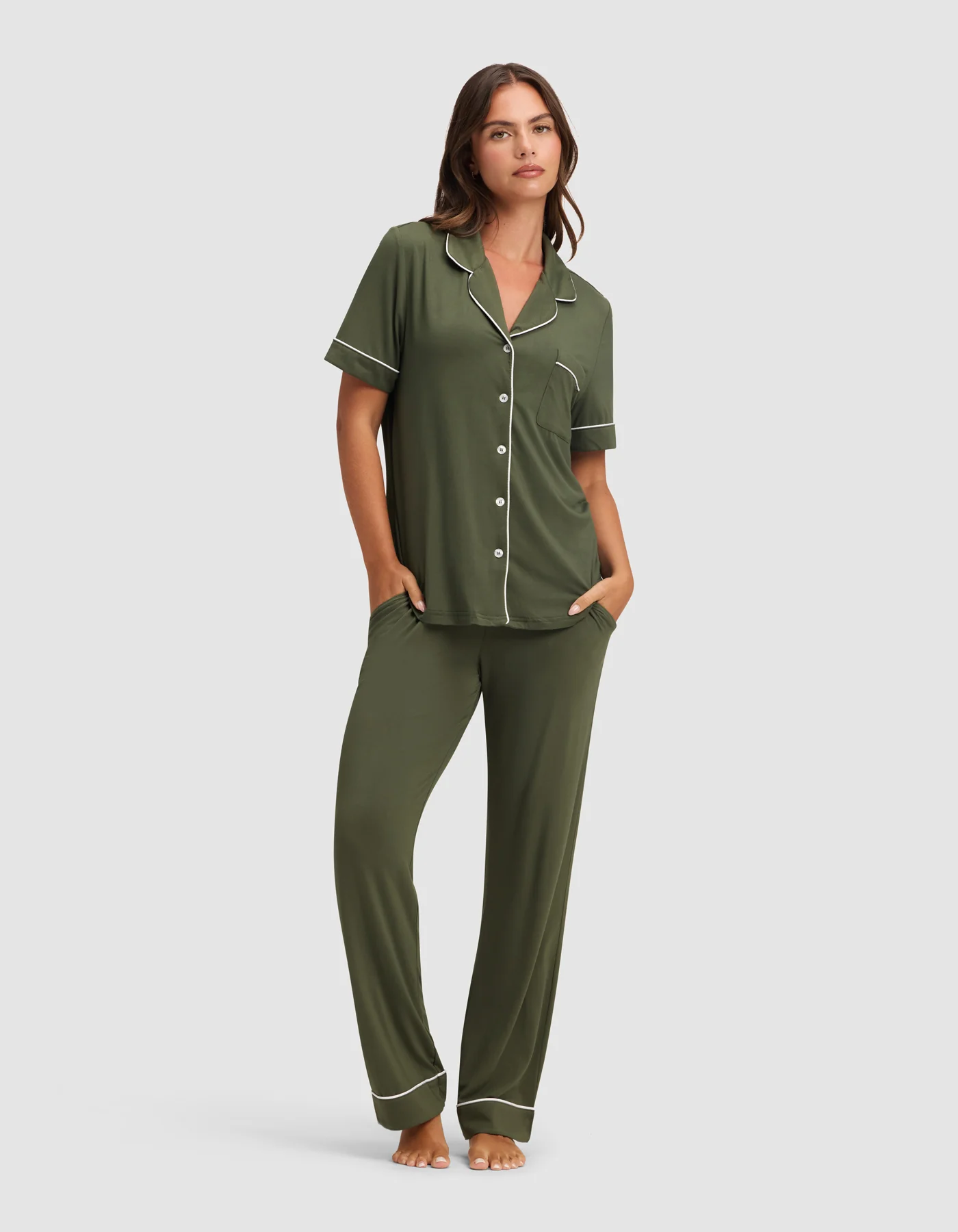Women's Bamboo Stretch-Knit Short Sleeve & Pant Pajama Set - Image 36