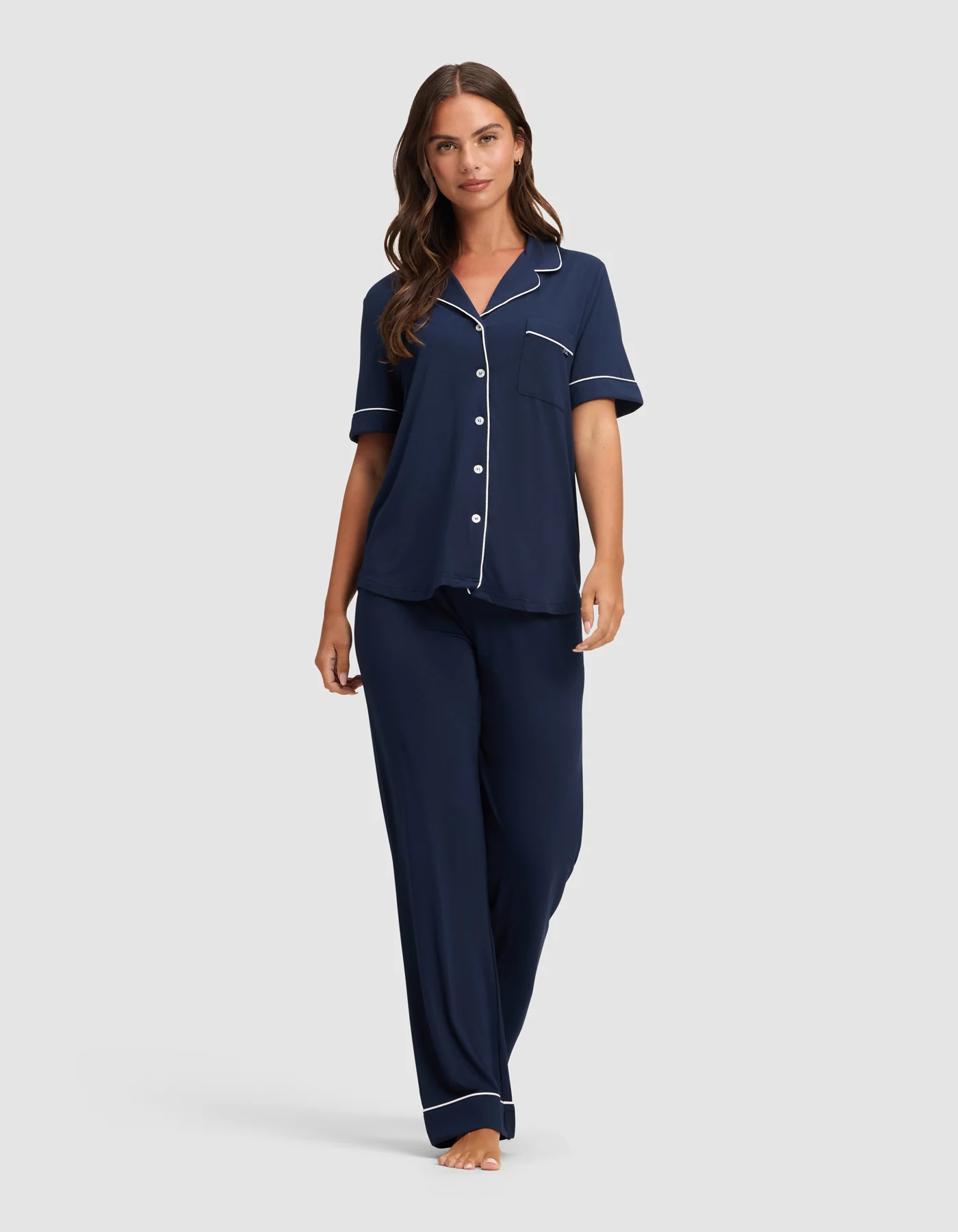 Women's Bamboo Stretch-Knit Short Sleeve & Pant Pajama Set - Image 44