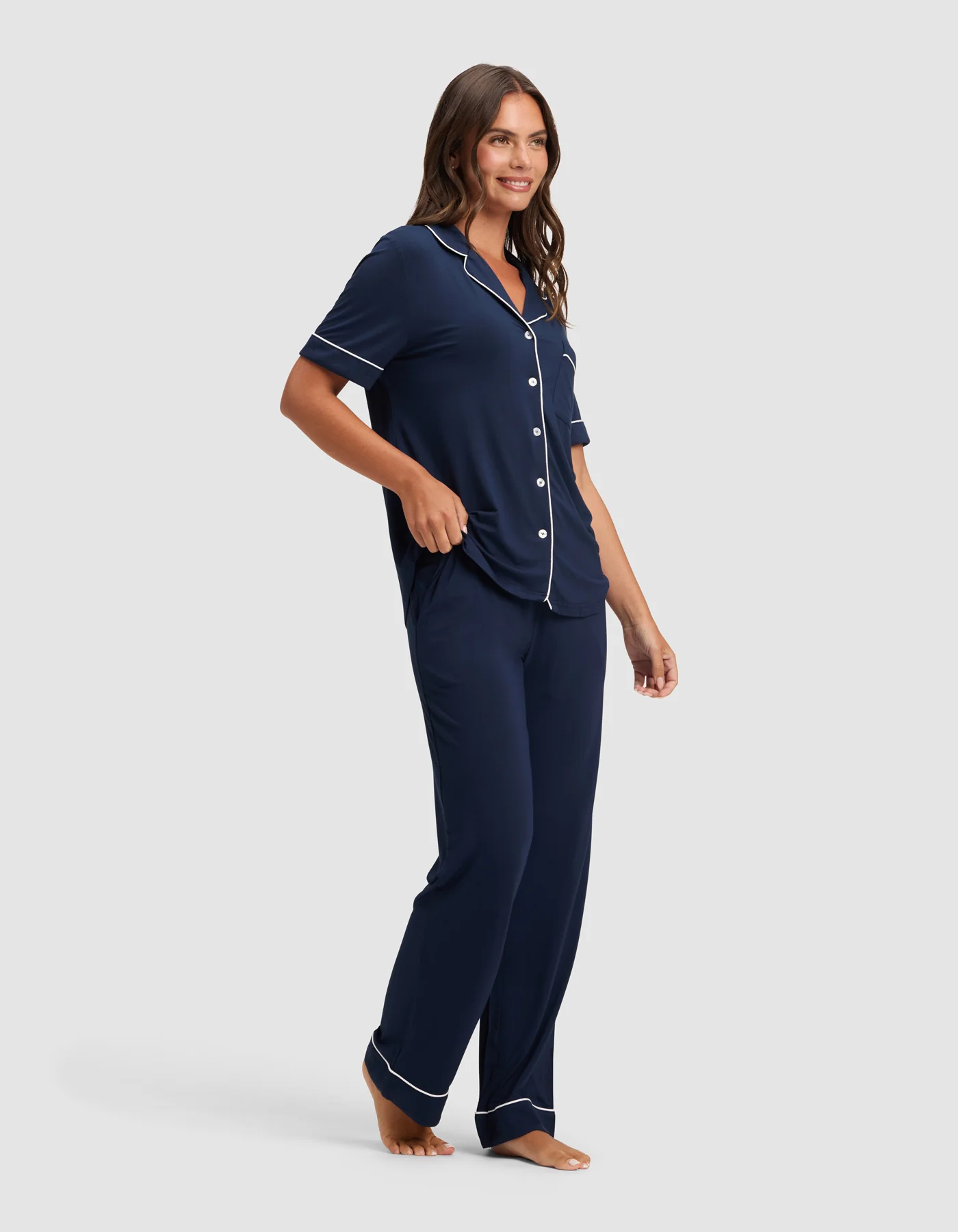 Women's Bamboo Stretch-Knit Short Sleeve & Pant Pajama Set - Image 46