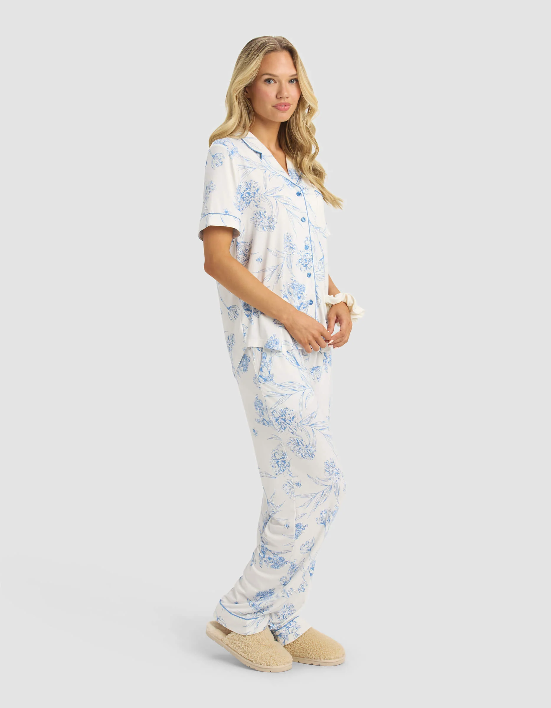 Women's Bamboo Stretch-Knit Short Sleeve & Pant Pajama Set - Image 5
