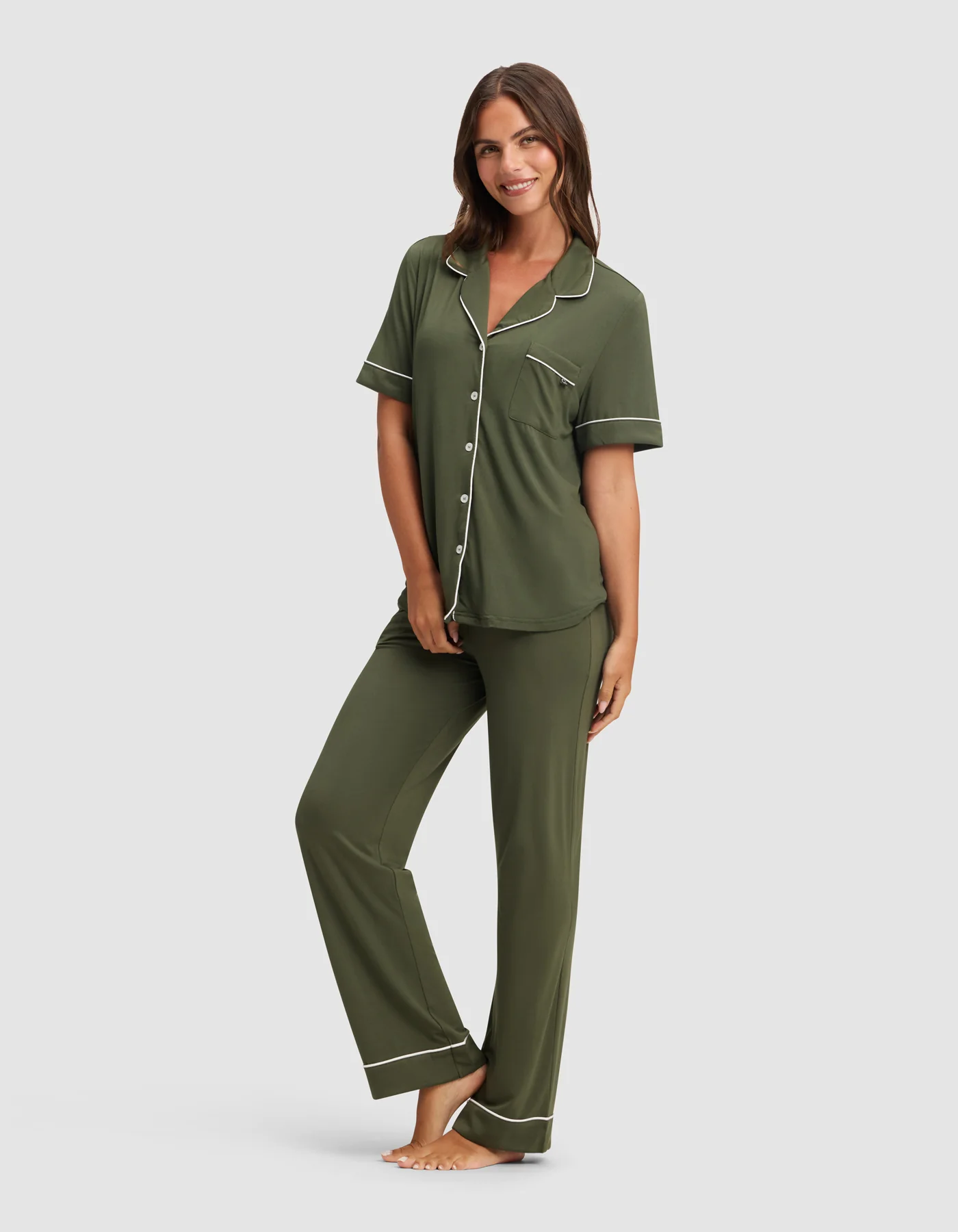 Women's Bamboo Stretch-Knit Short Sleeve & Pant Pajama Set - Image 50