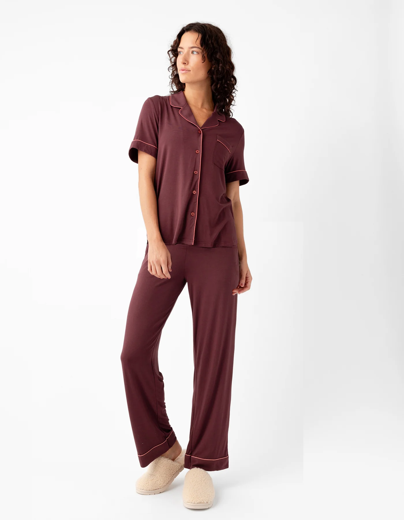 Women's Bamboo Stretch-Knit Short Sleeve & Pant Pajama Set - Image 54