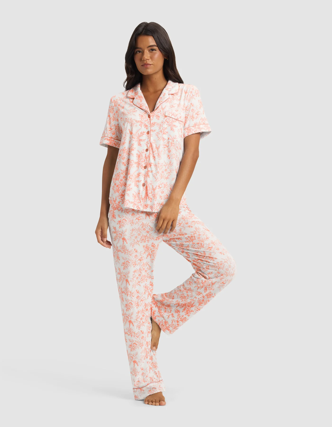 Women's Bamboo Stretch-Knit Short Sleeve & Pant Pajama Set - Image 6